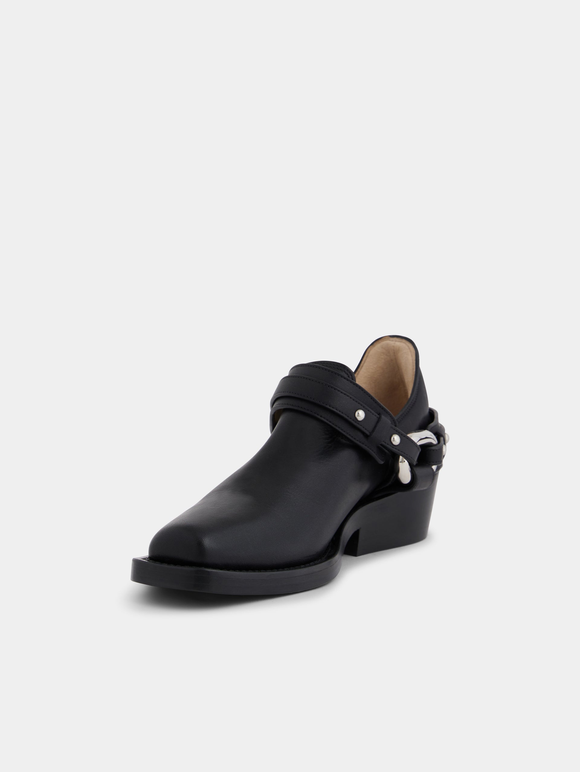 Biker ankle boots in leather black position 2