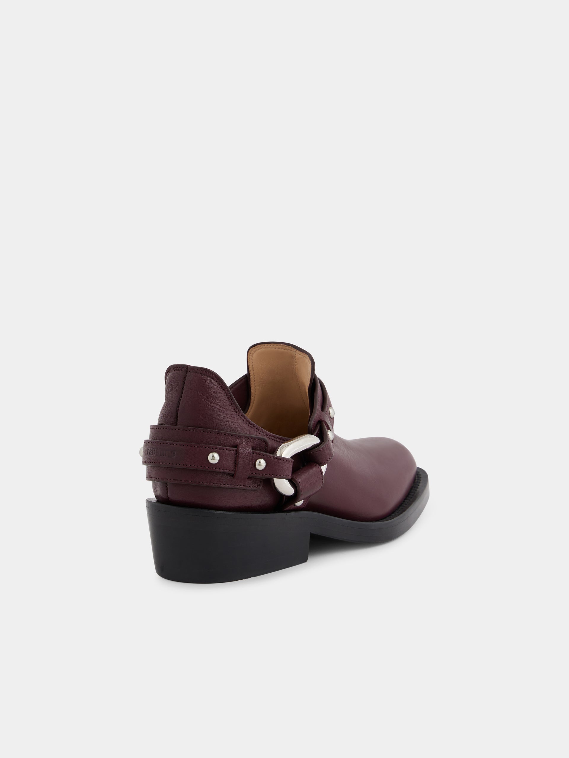 Biker ankle boots in leather burgundy position 3