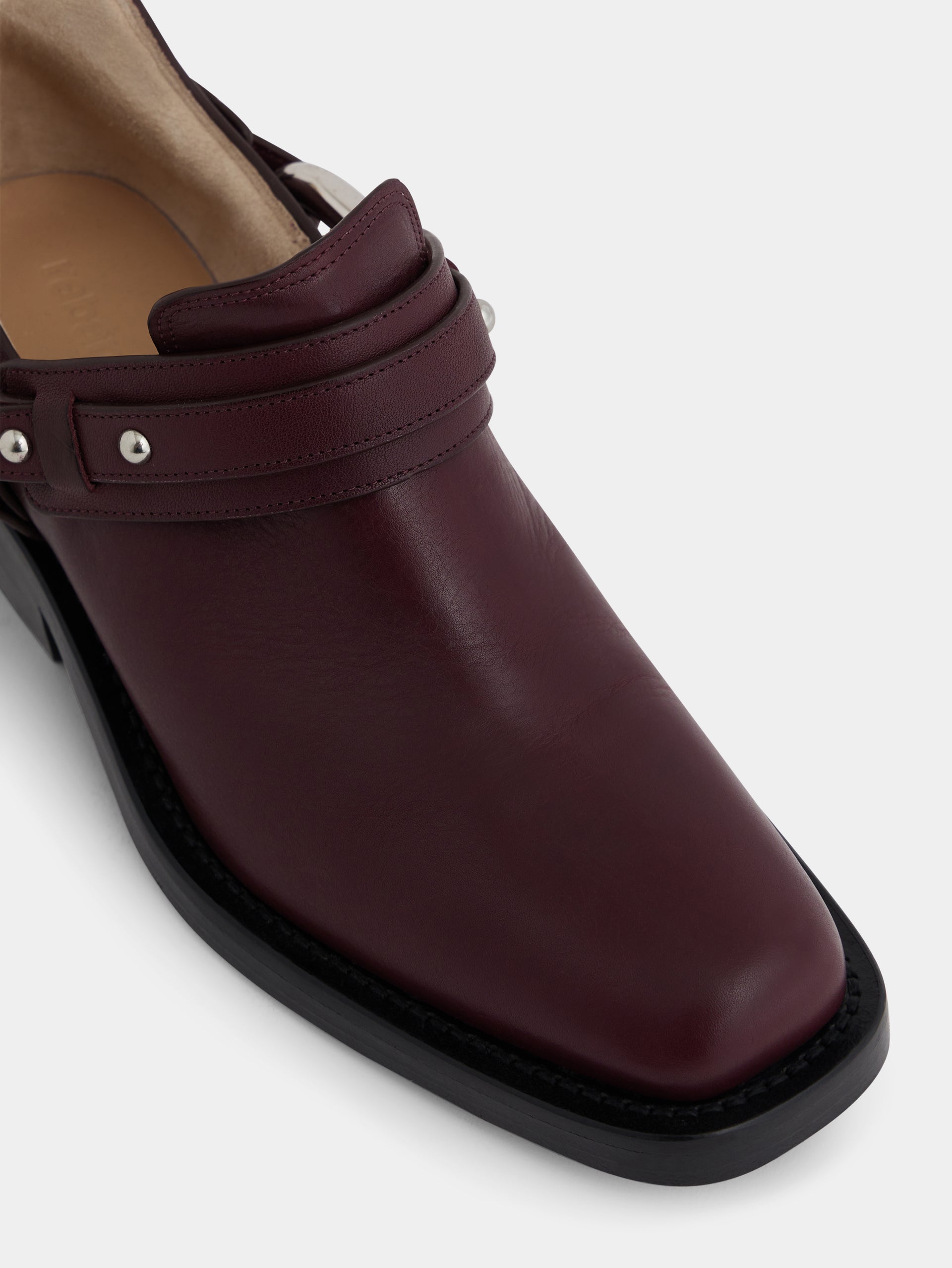 Biker ankle boots in leather burgundy position 4