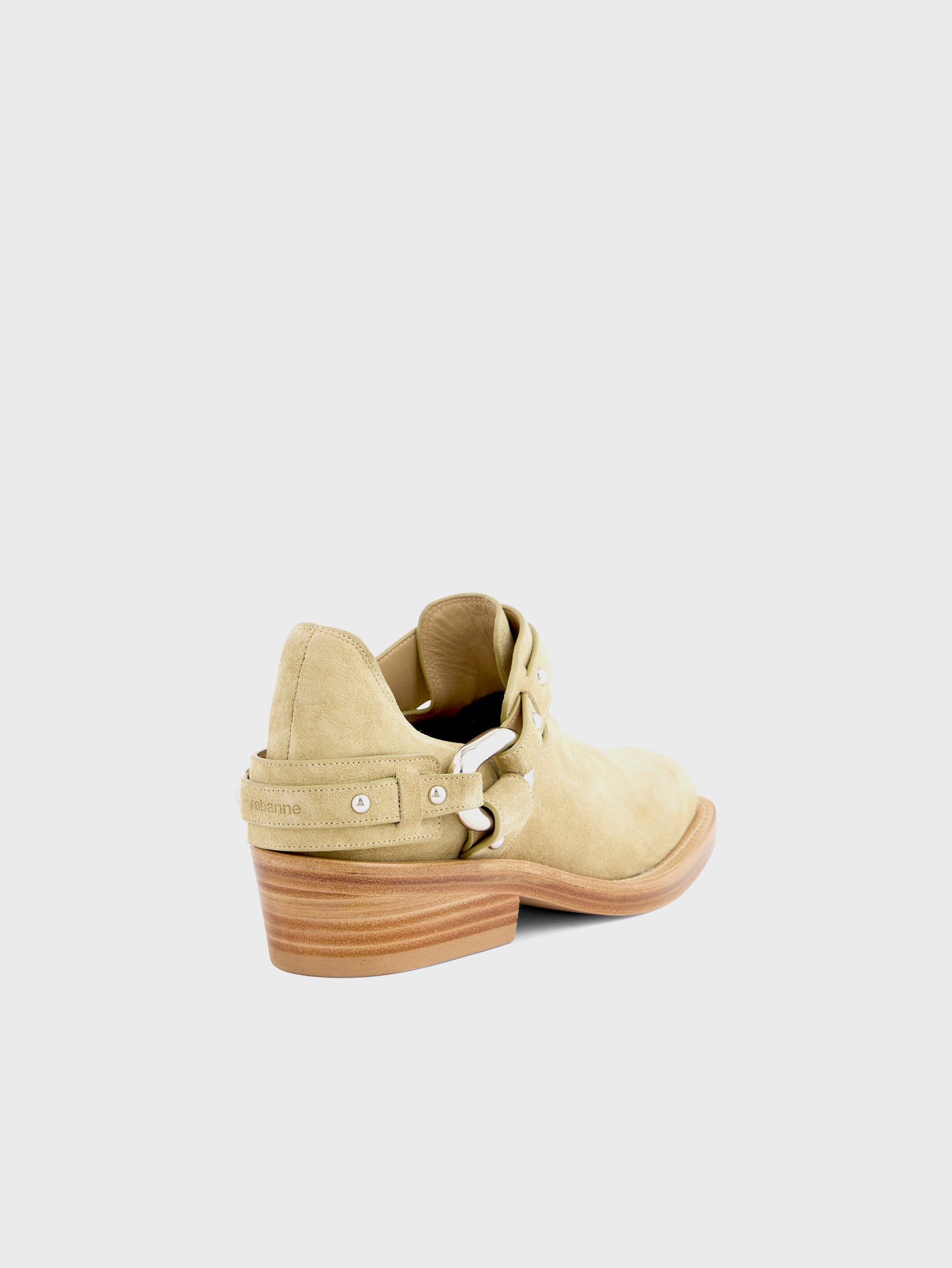Biker ankle boots in leather beige position 4