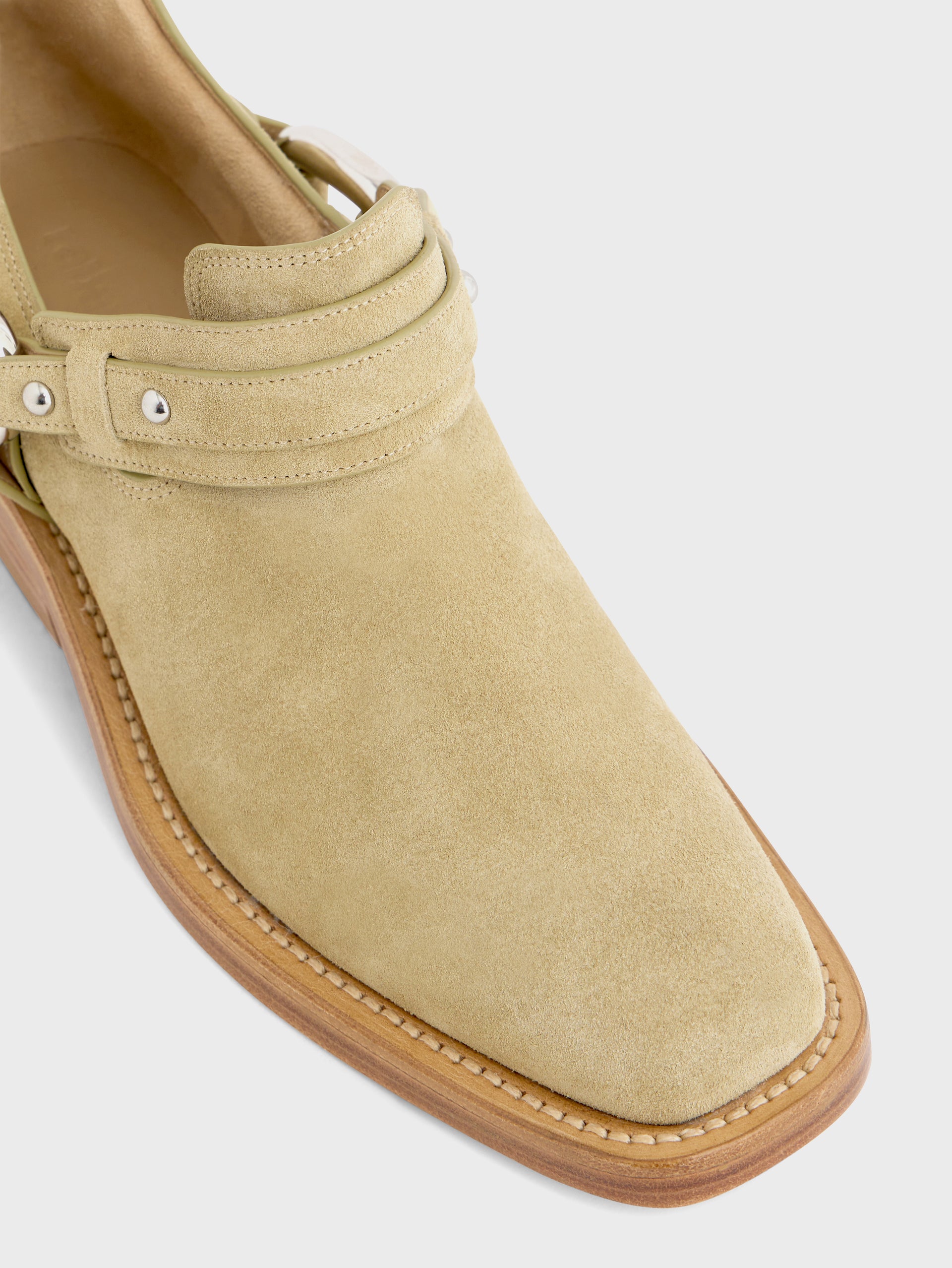 Biker ankle boots in leather beige position 5