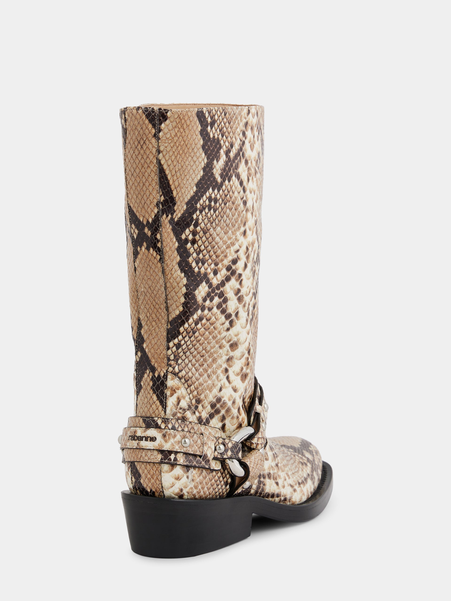 Biker boots in leather snake position 4