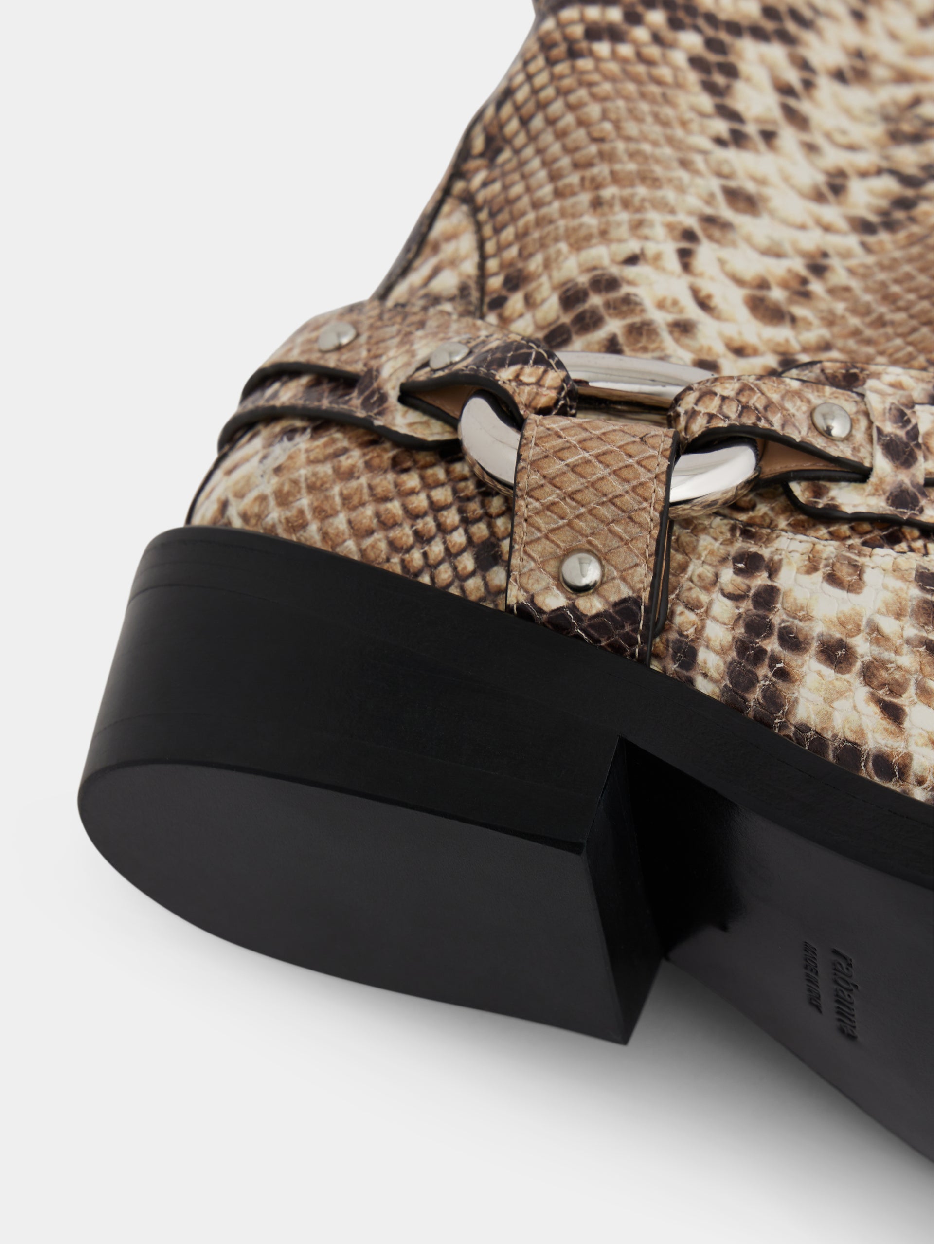 Biker boots in leather snake position 5