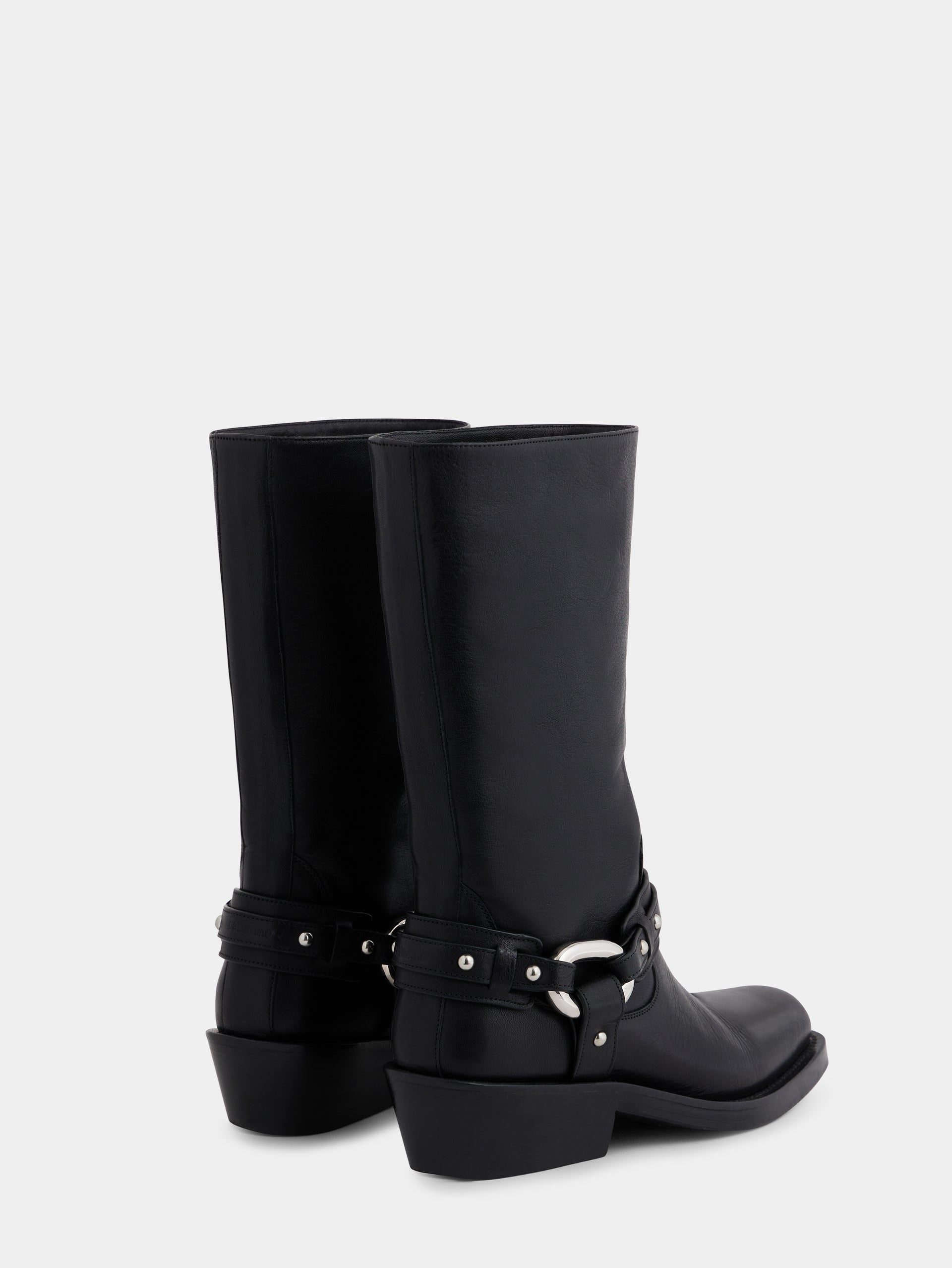 Biker boots in leather black position 4