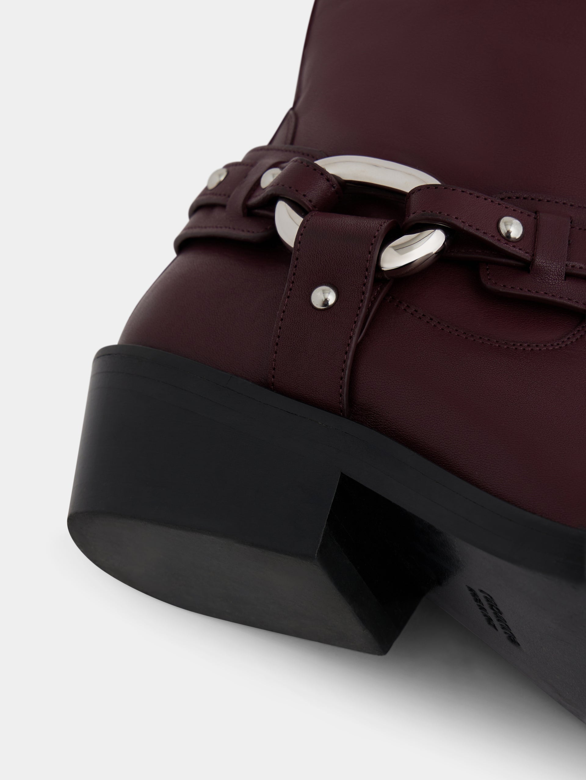 Biker boots in leather brugundy position 5