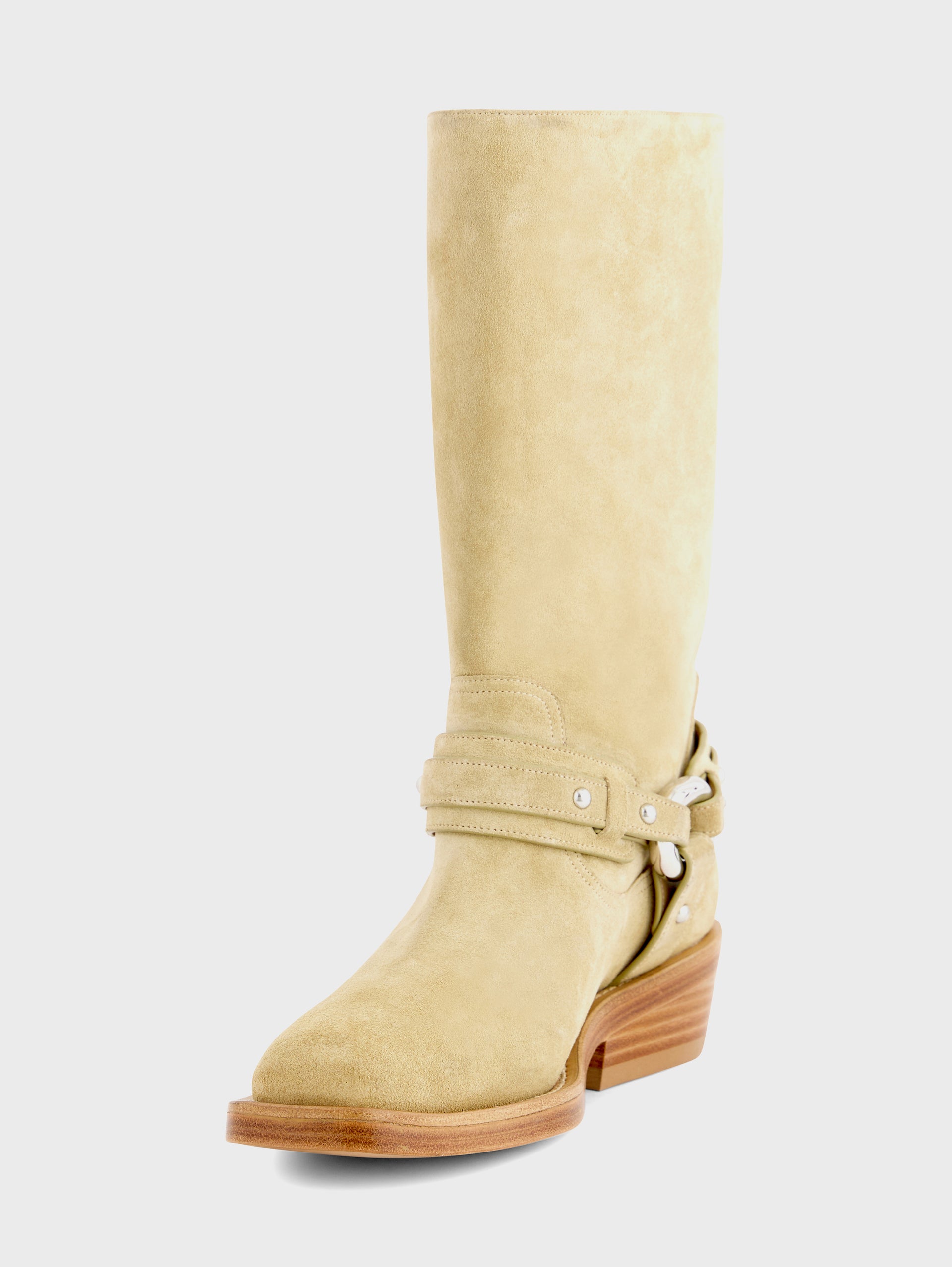 Biker boots in leather beige position 2