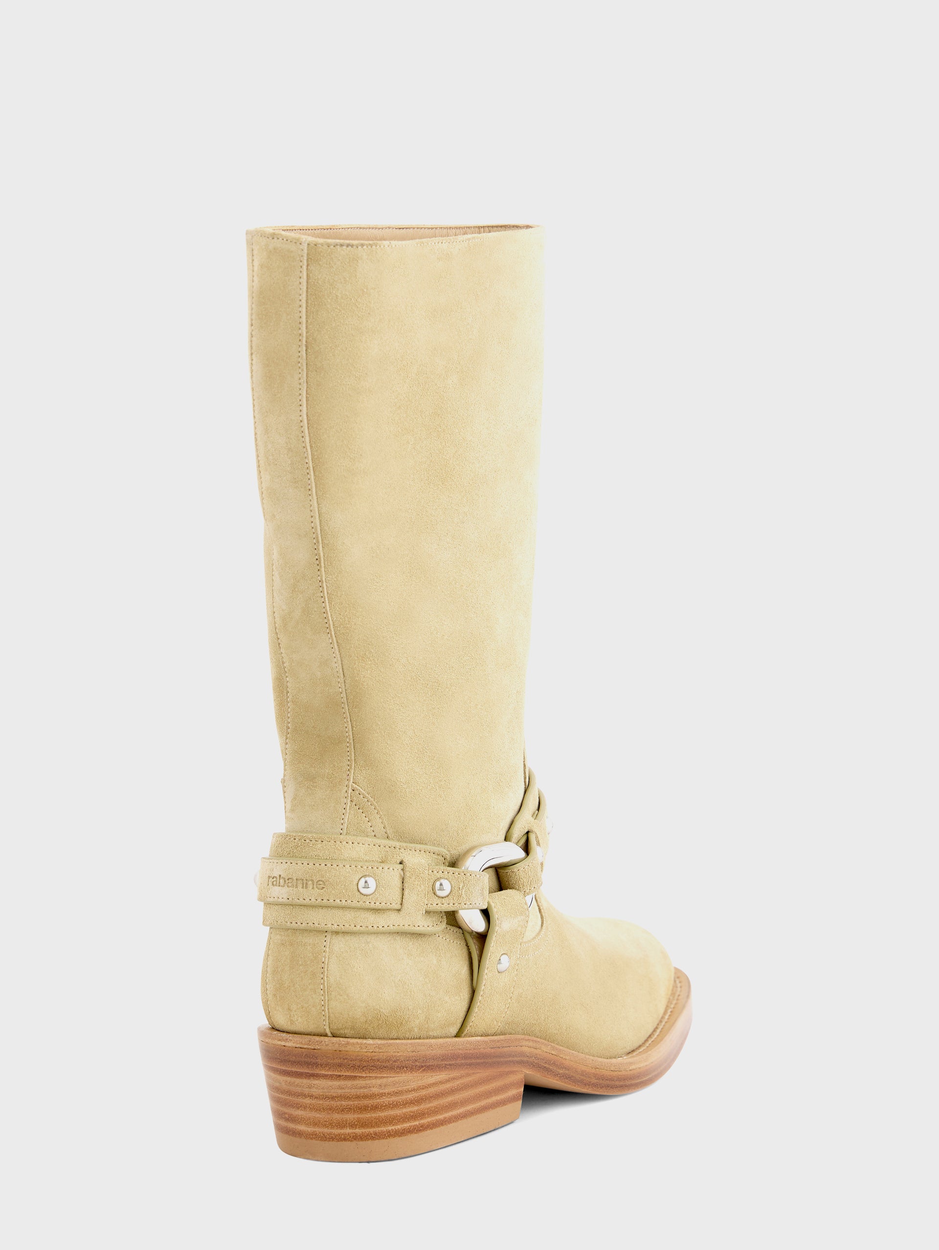 Biker boots in leather beige position 4