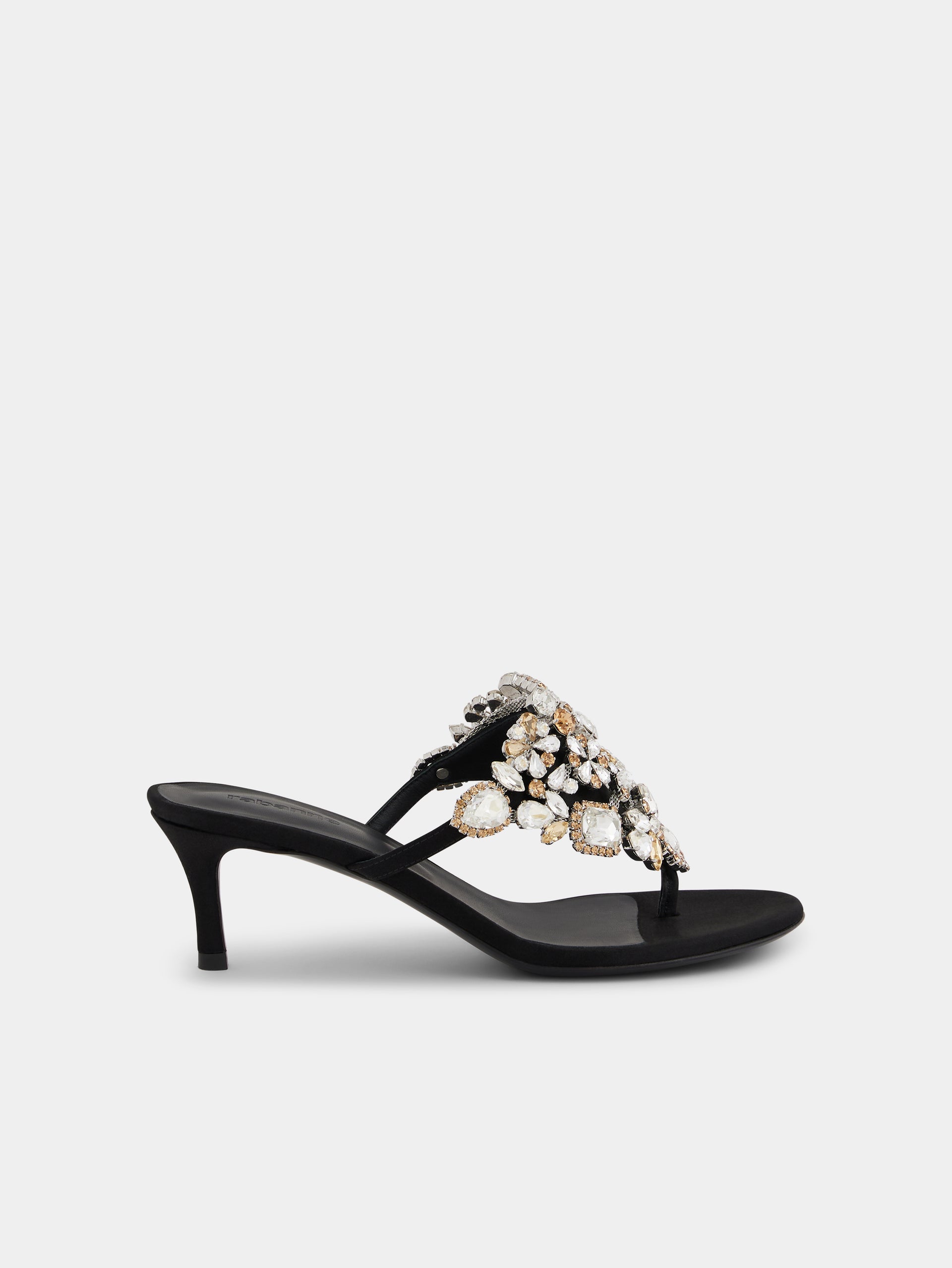 Kitten heel sandals with strass black position 1