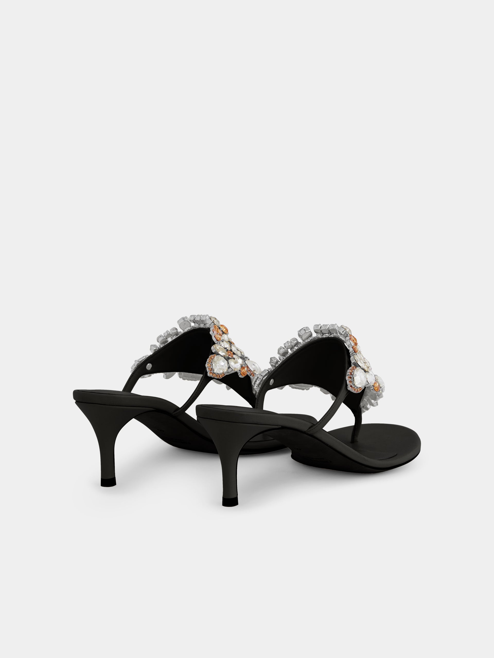 Kitten heel sandals with strass black position 4