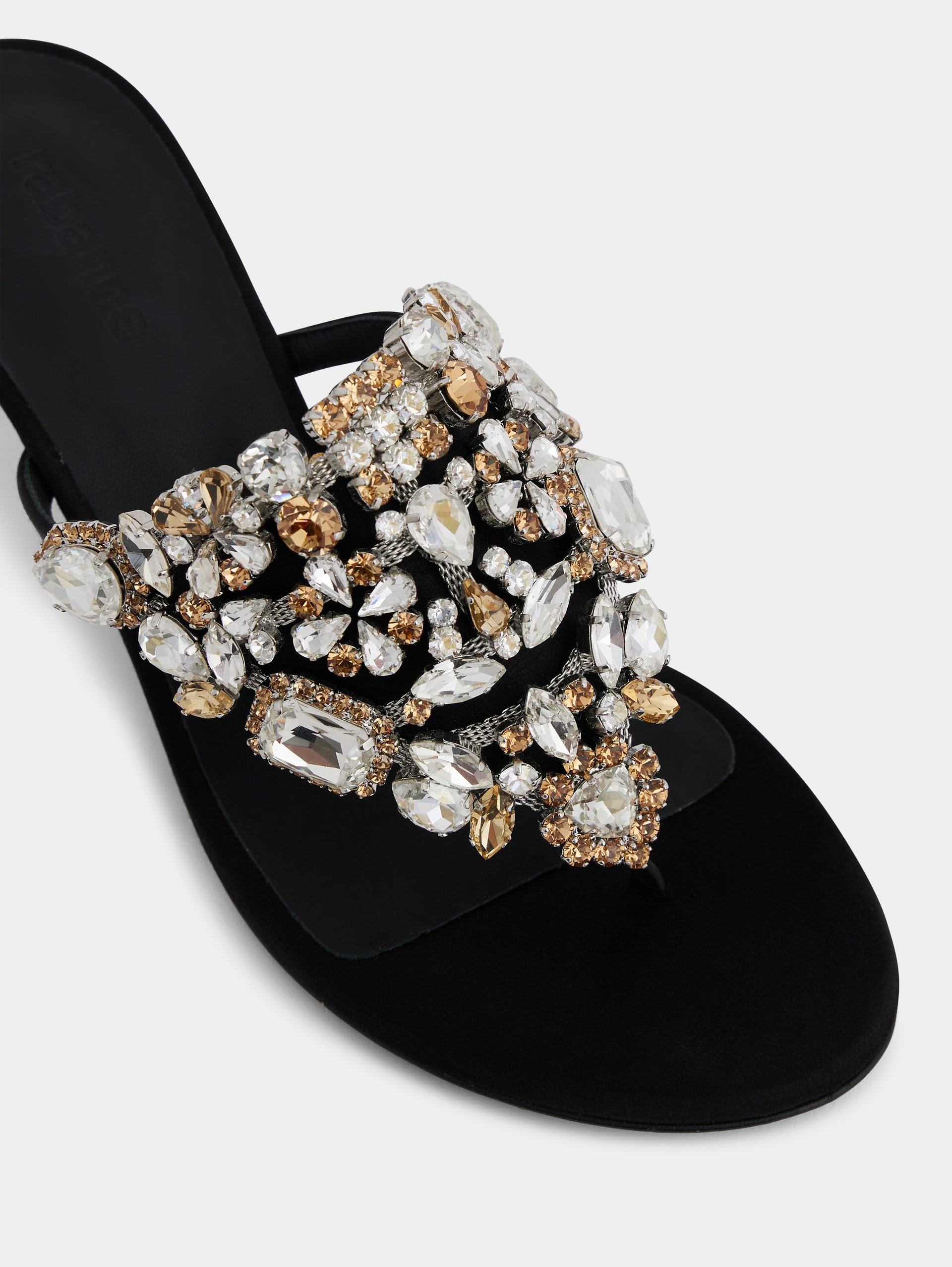 Kitten heel sandals with strass black position 5