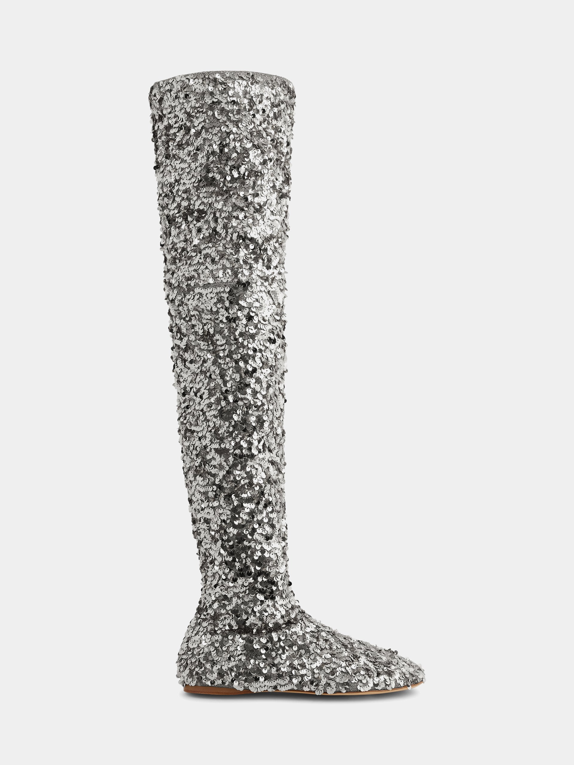 Thigh boots with sequins silver position 1