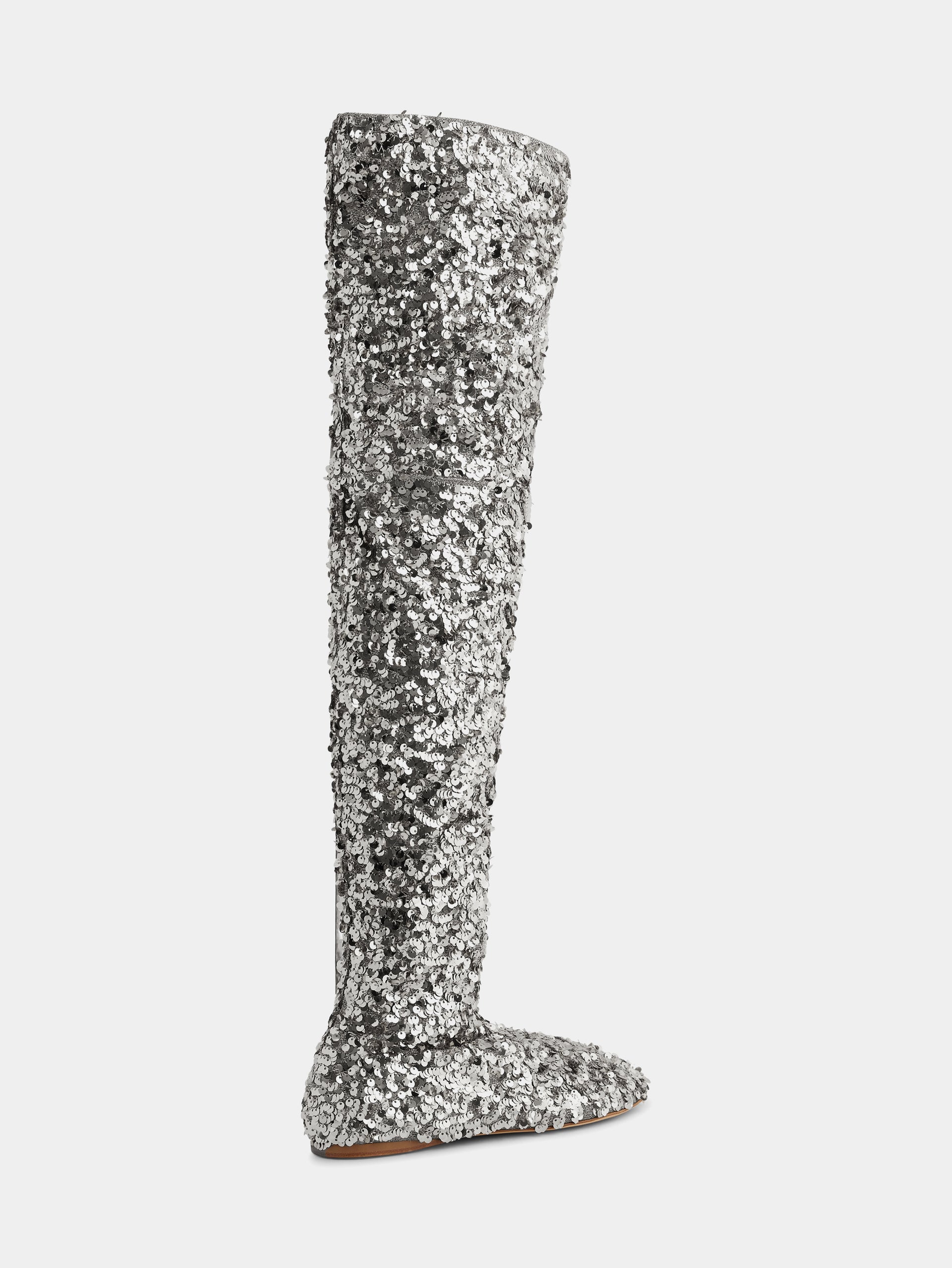 Thigh boots with sequins silver position 4