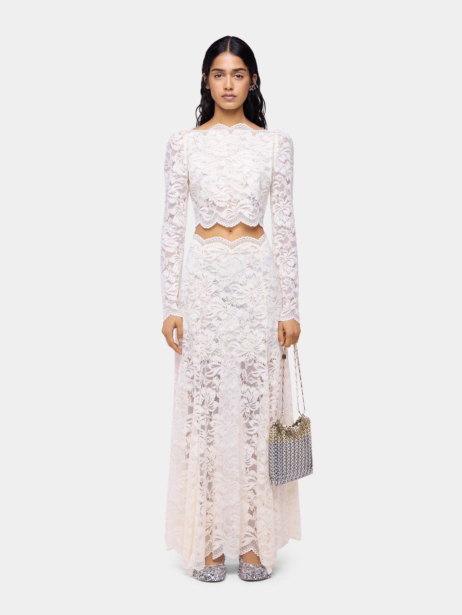 Long flared lace skirt - Image 1