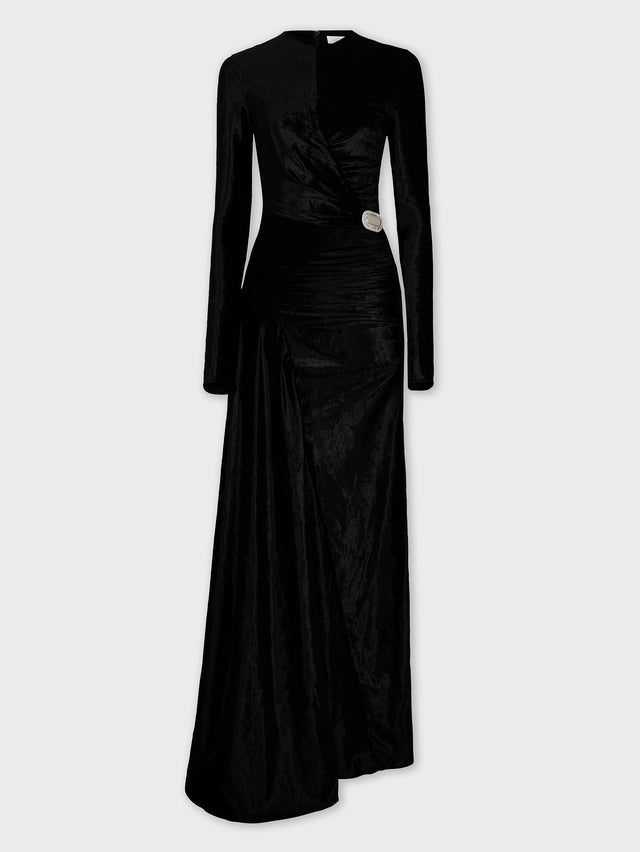 Long draped velvet dress - Image 1