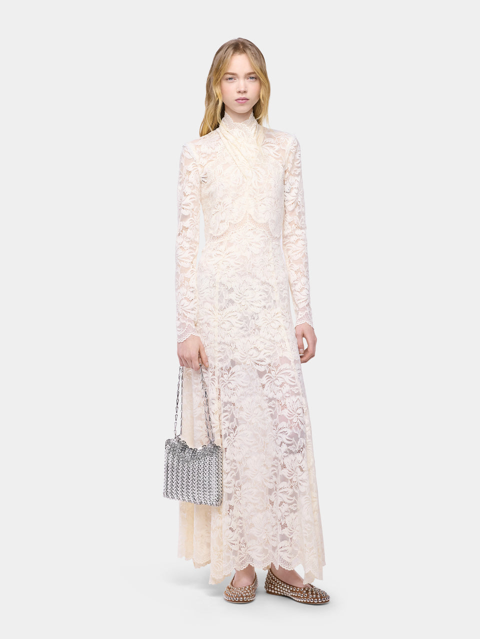 Long lace dress with cut-out details - Image 1