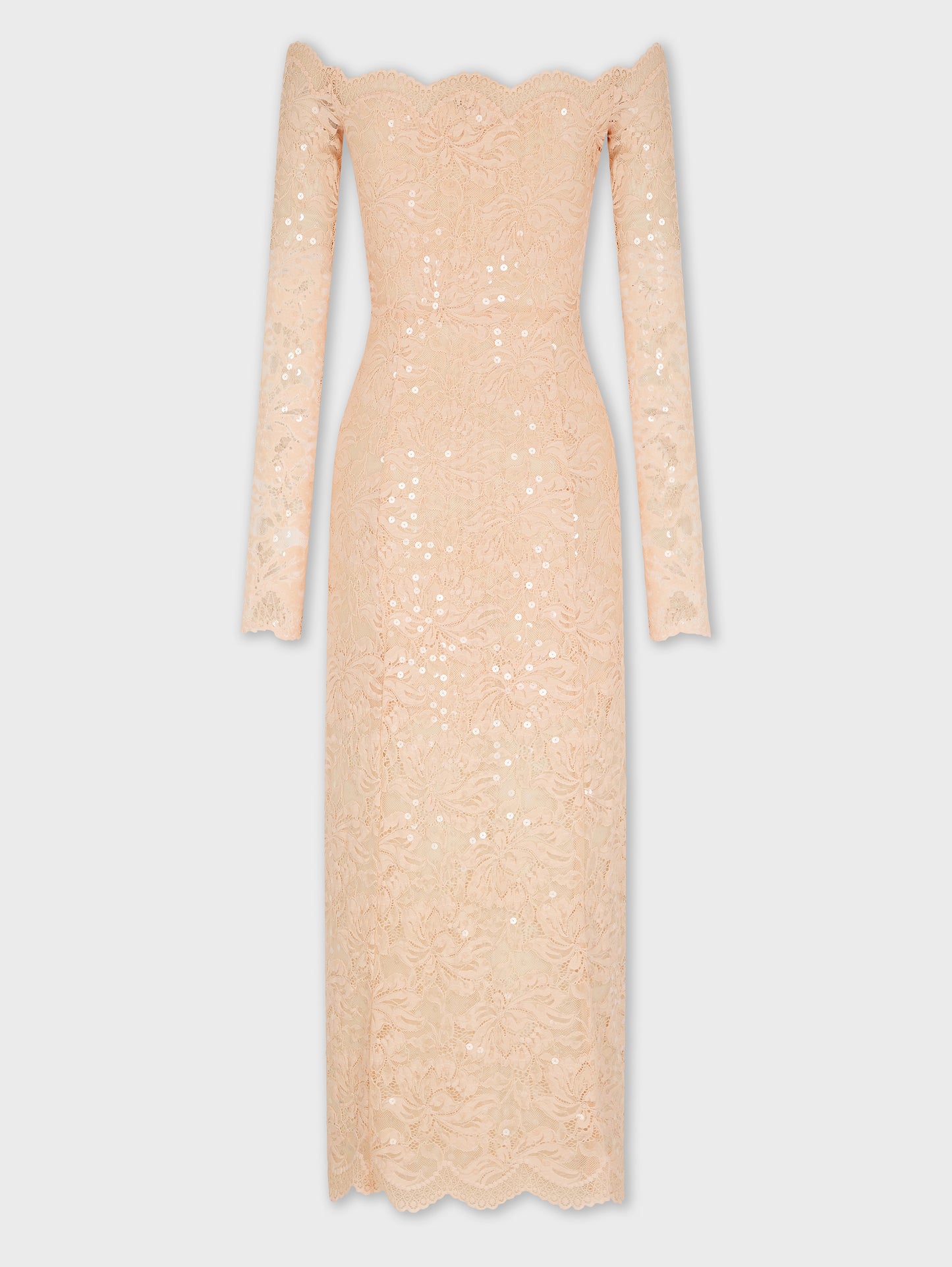 Midi lace dress with sequins embroideries