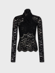 Long-sleeved lace top with cut-out details