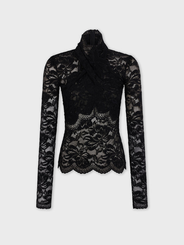 Long-sleeved lace top with cut-out details - Image 1