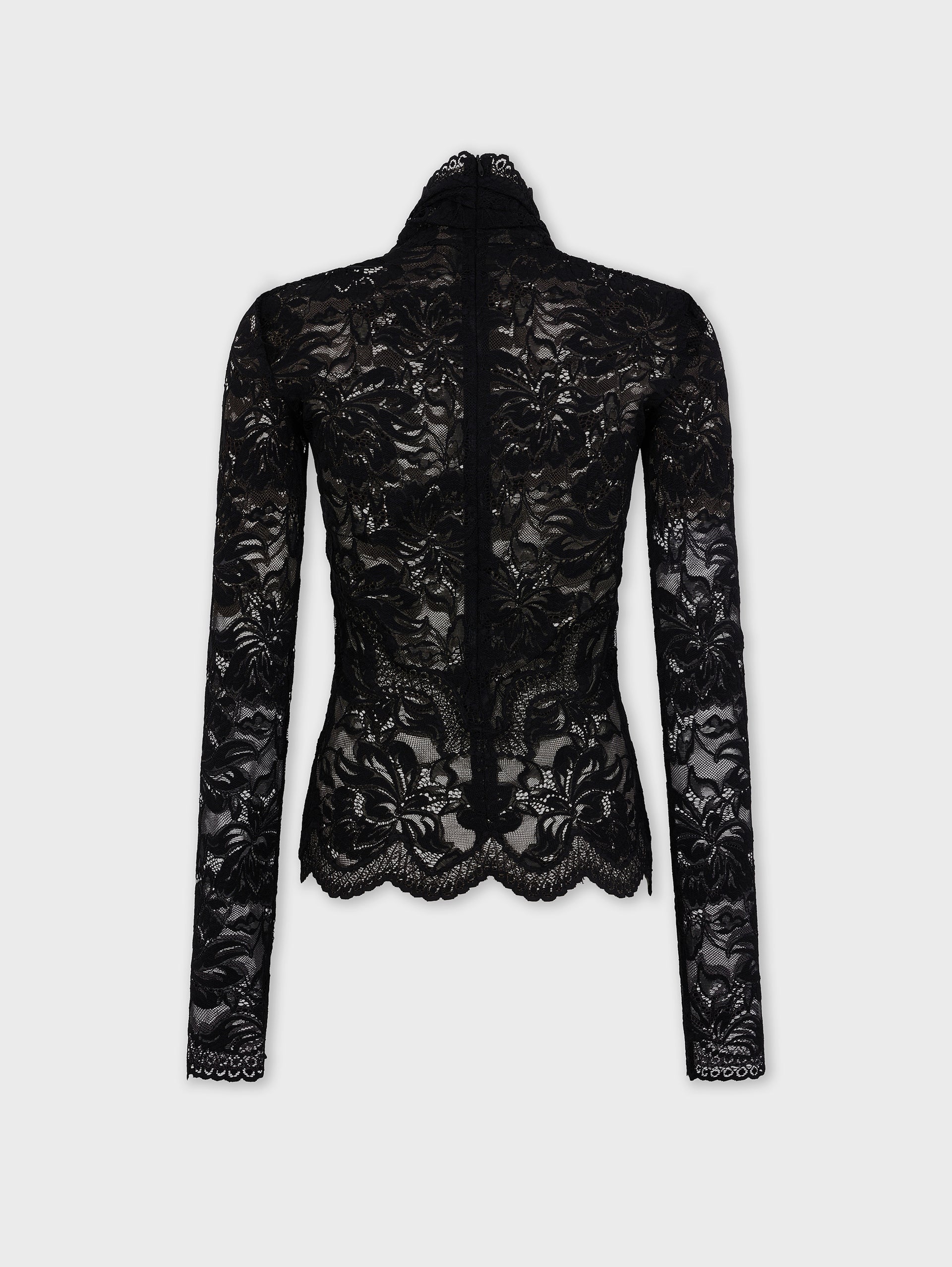 Long-sleeved lace top with cut-out details black position 7