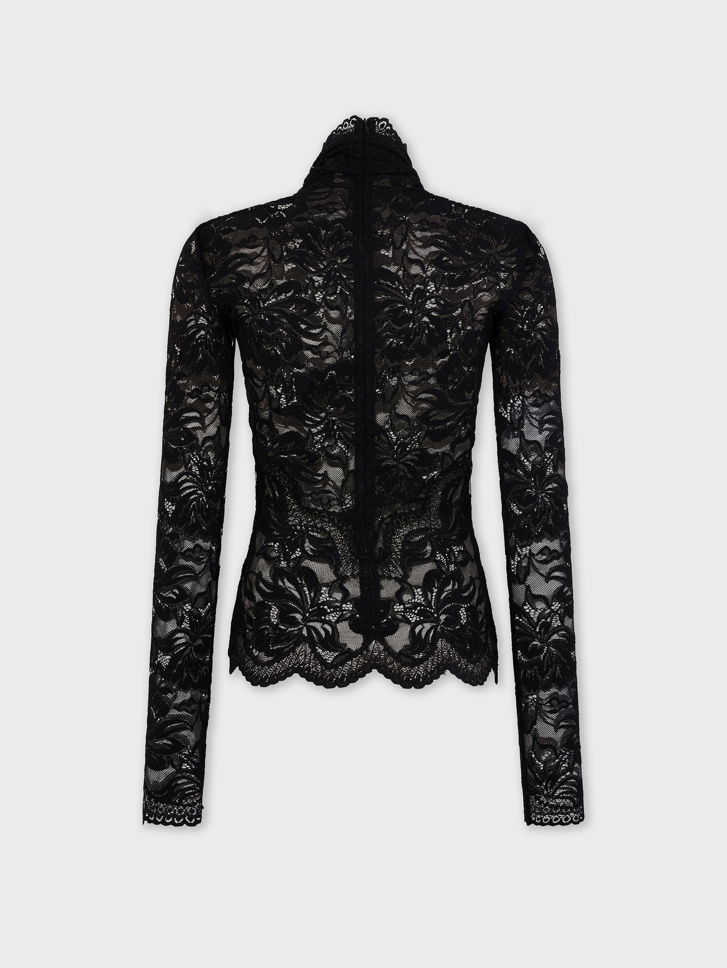 Long-sleeved lace top with cut-out details