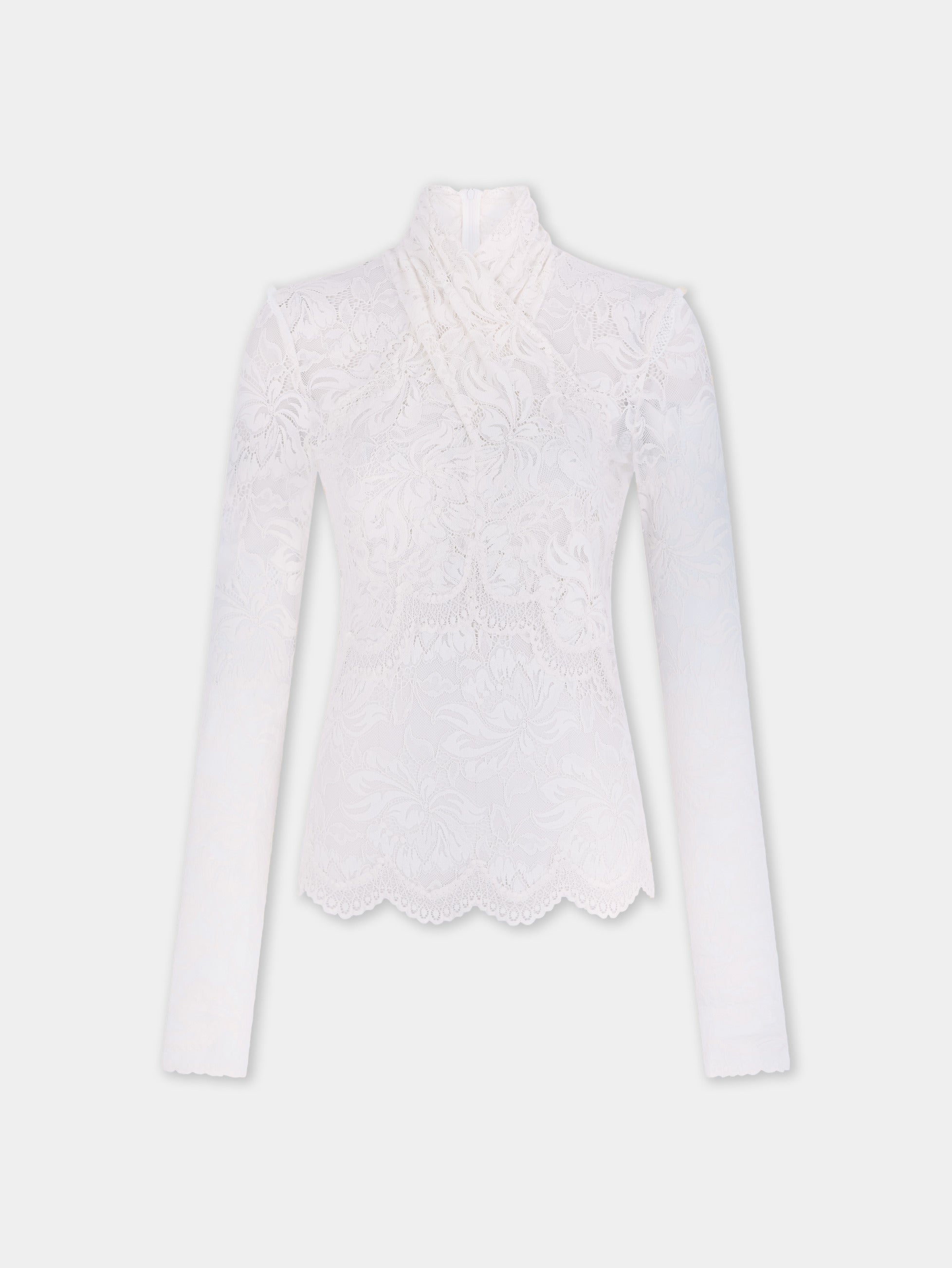 トップス treat urself Lace long sleeve tops Long-sleeved lace top with cut-out details – Rabanne