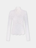 Long-sleeved lace top with cut-out details ivory position 1