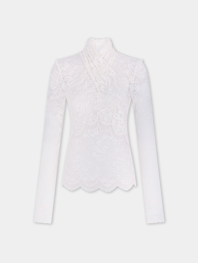 Long-sleeved lace top with cut-out details - Image 1