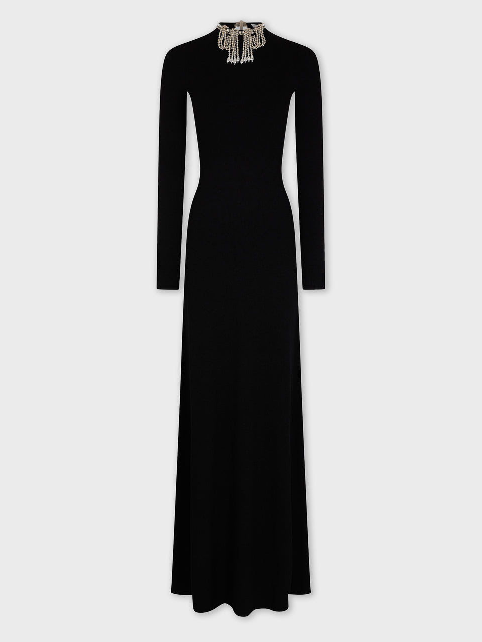 Long backless knit dress with embroideries - Image 1