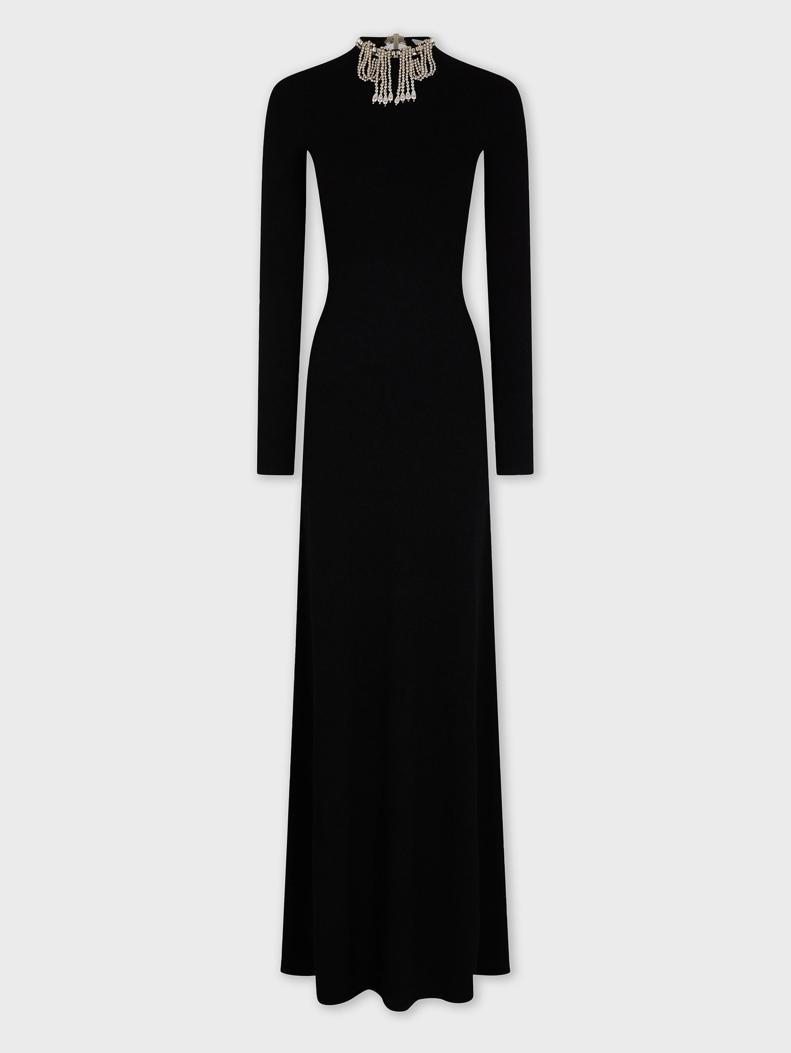 Long backless knit dress with embroideries position 1 - Image 1
