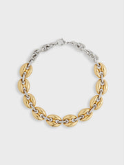 Eight chunky gold/silver necklace