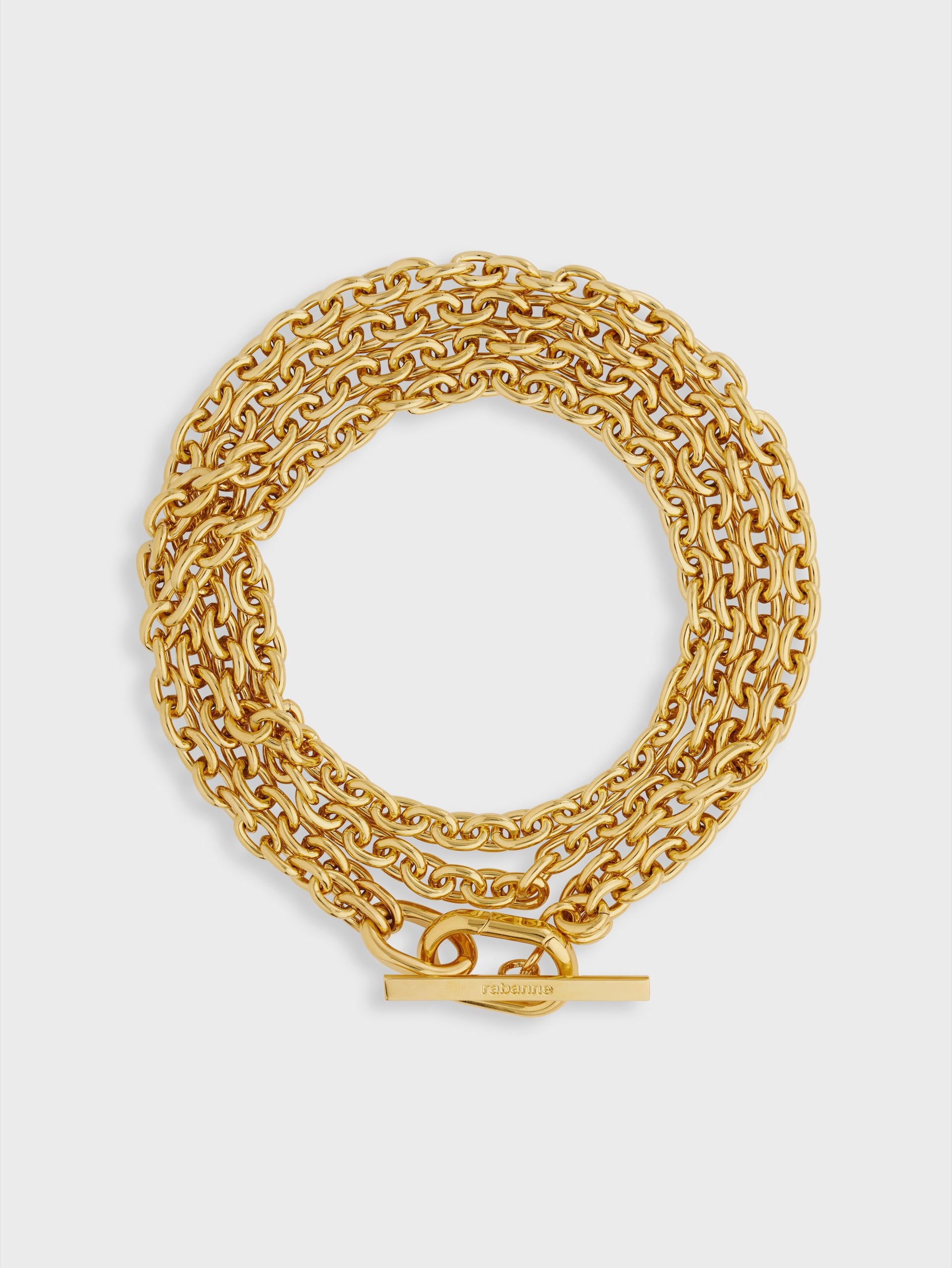 Gold XS link necklace position 1