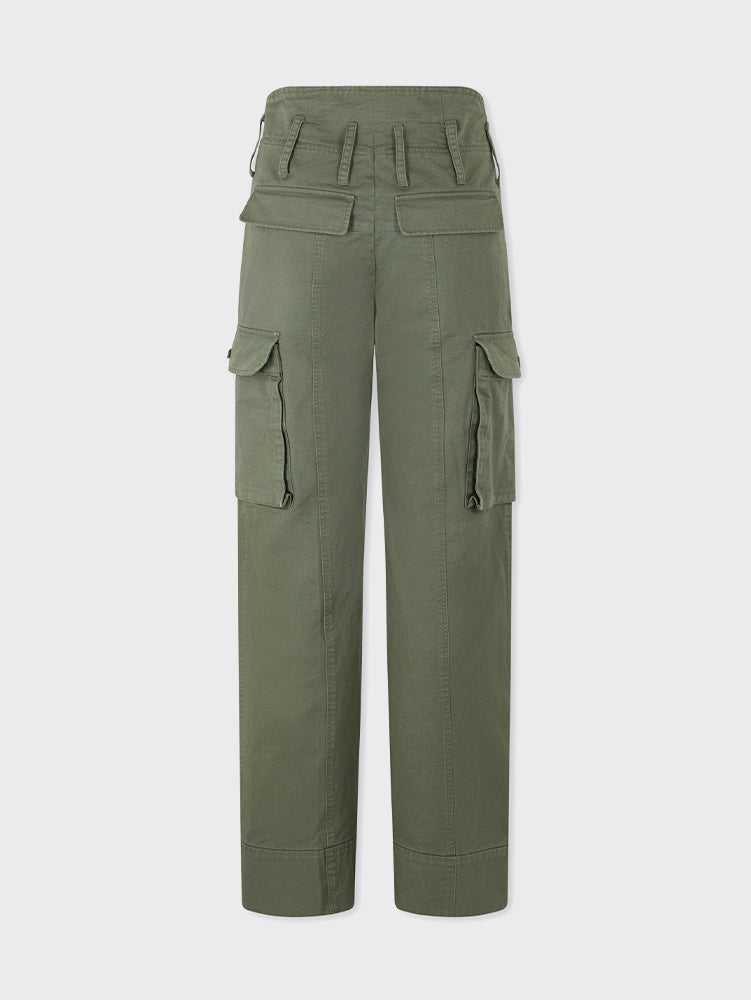 Straight fit green cargo trousers