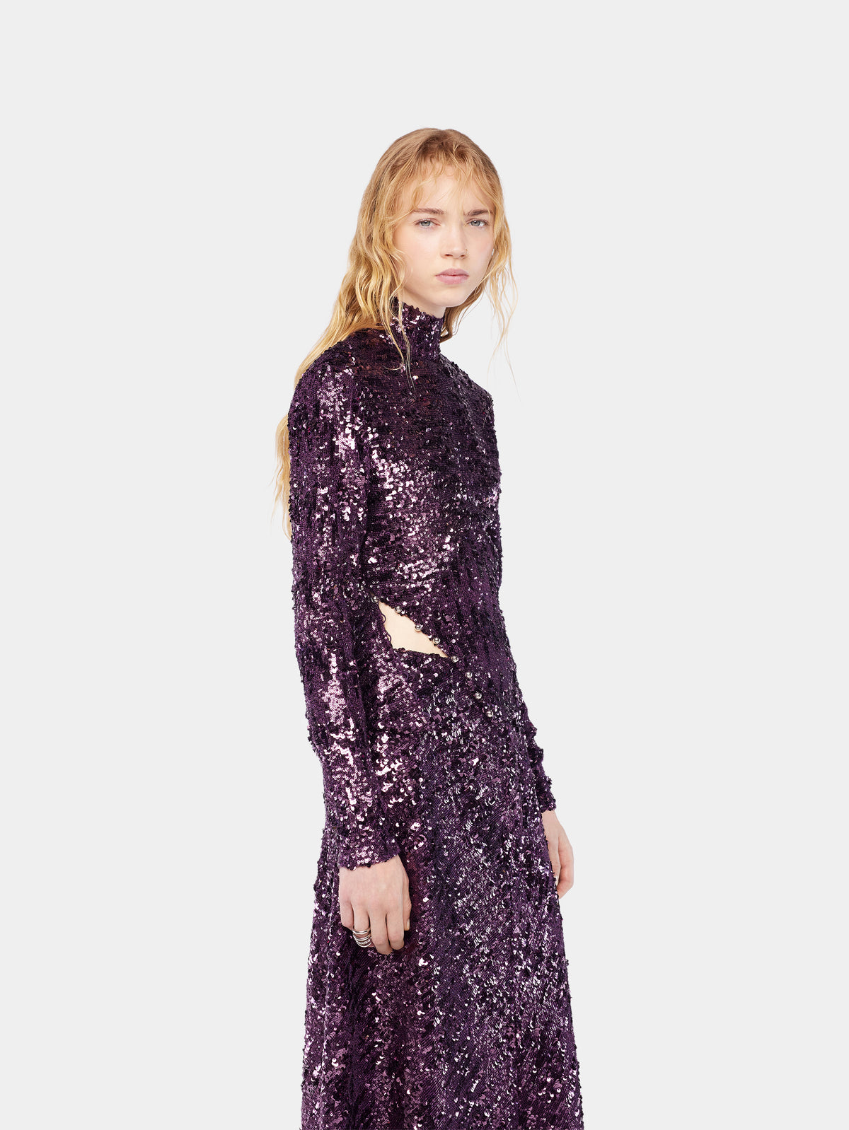 Mock neck sequin top position 1