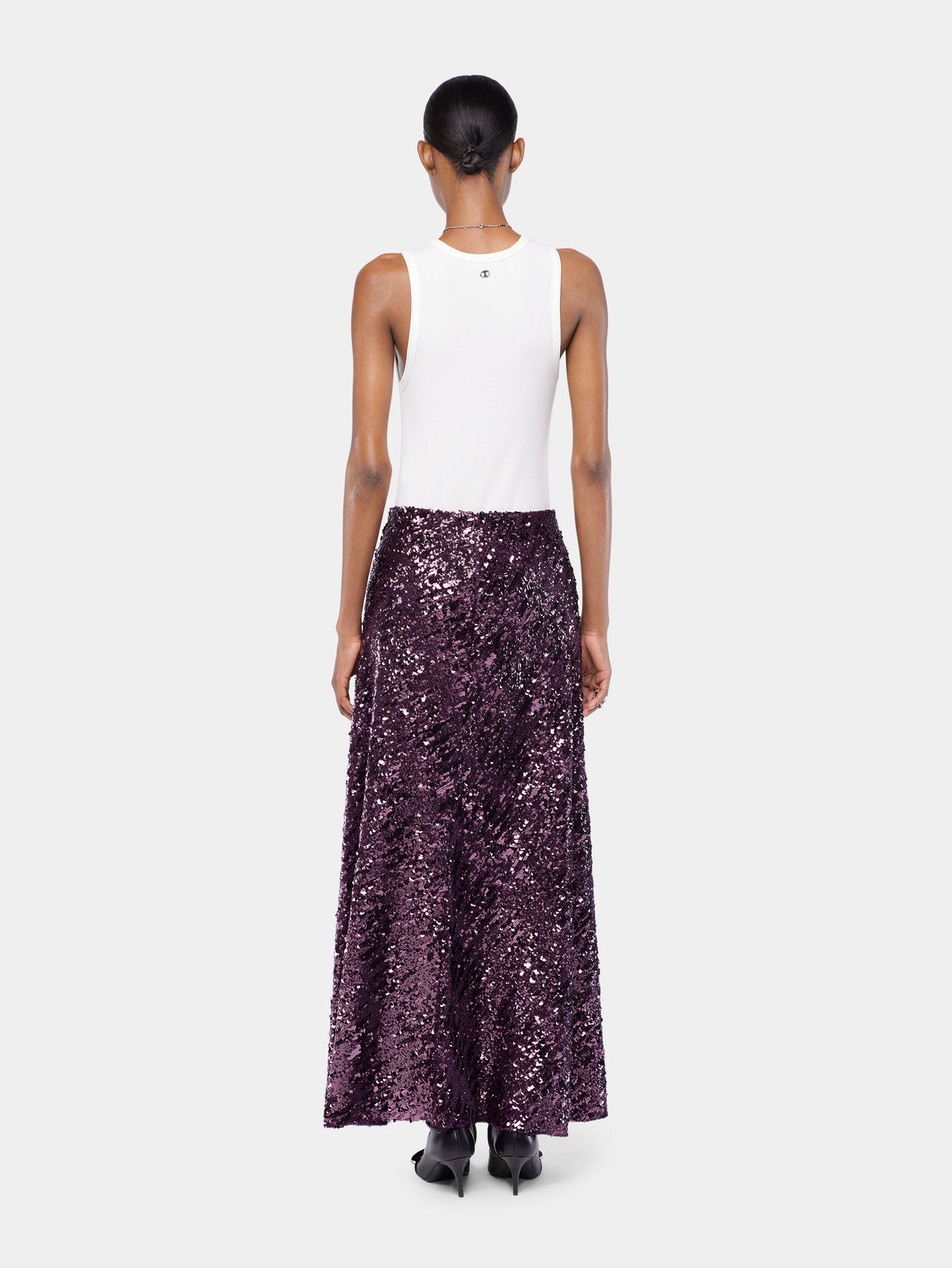 Long skirt in jersey with sequin details position 3
