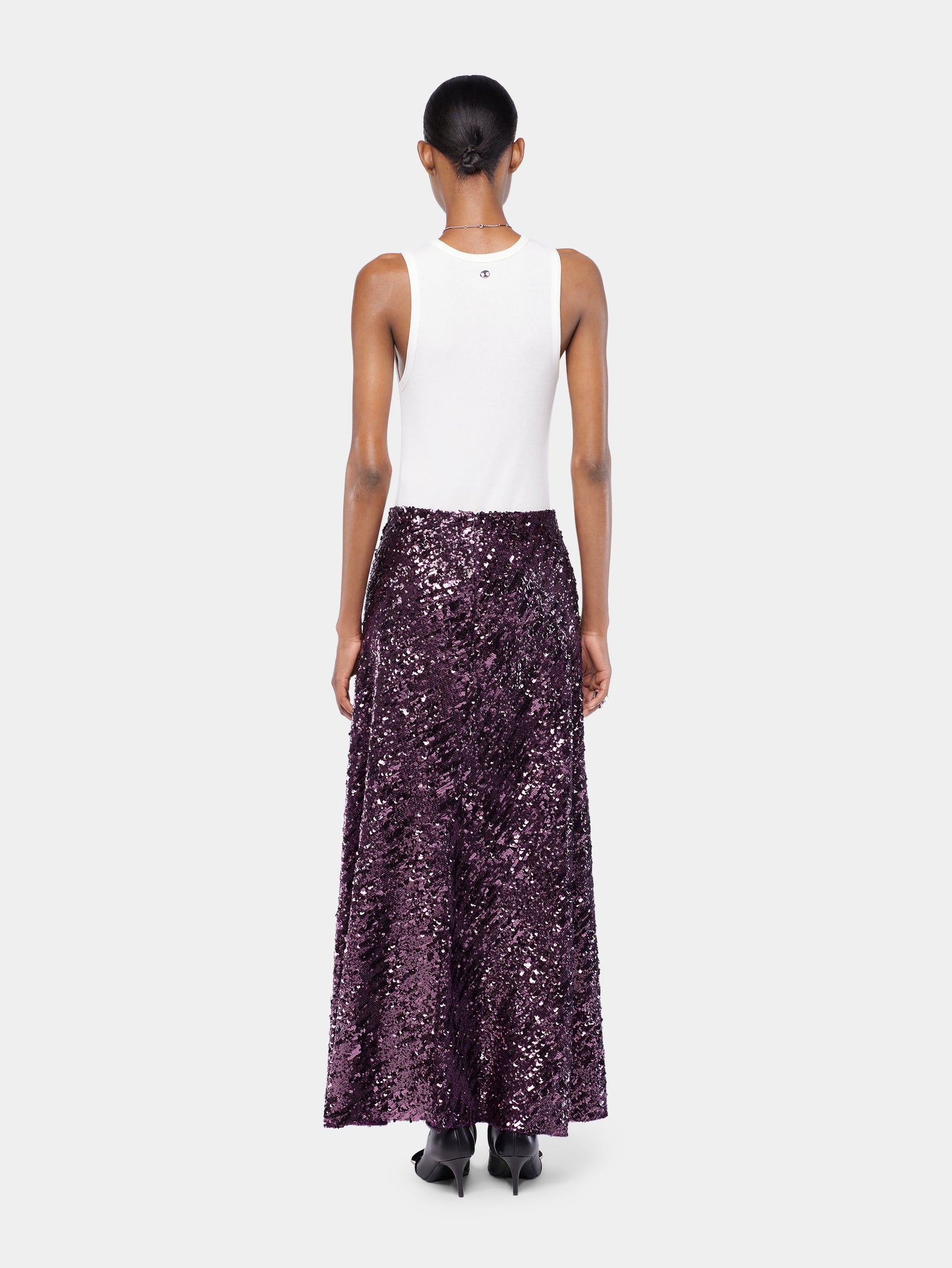 Long skirt in jersey with sequin details position 3 - Image 3