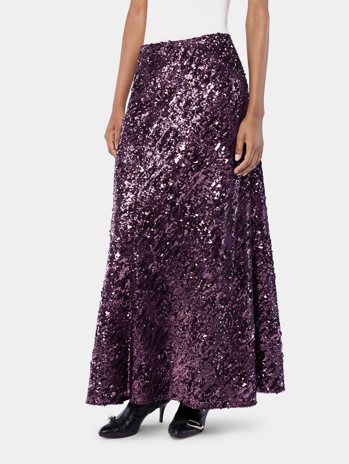 Long skirt in jersey with sequin details position 4