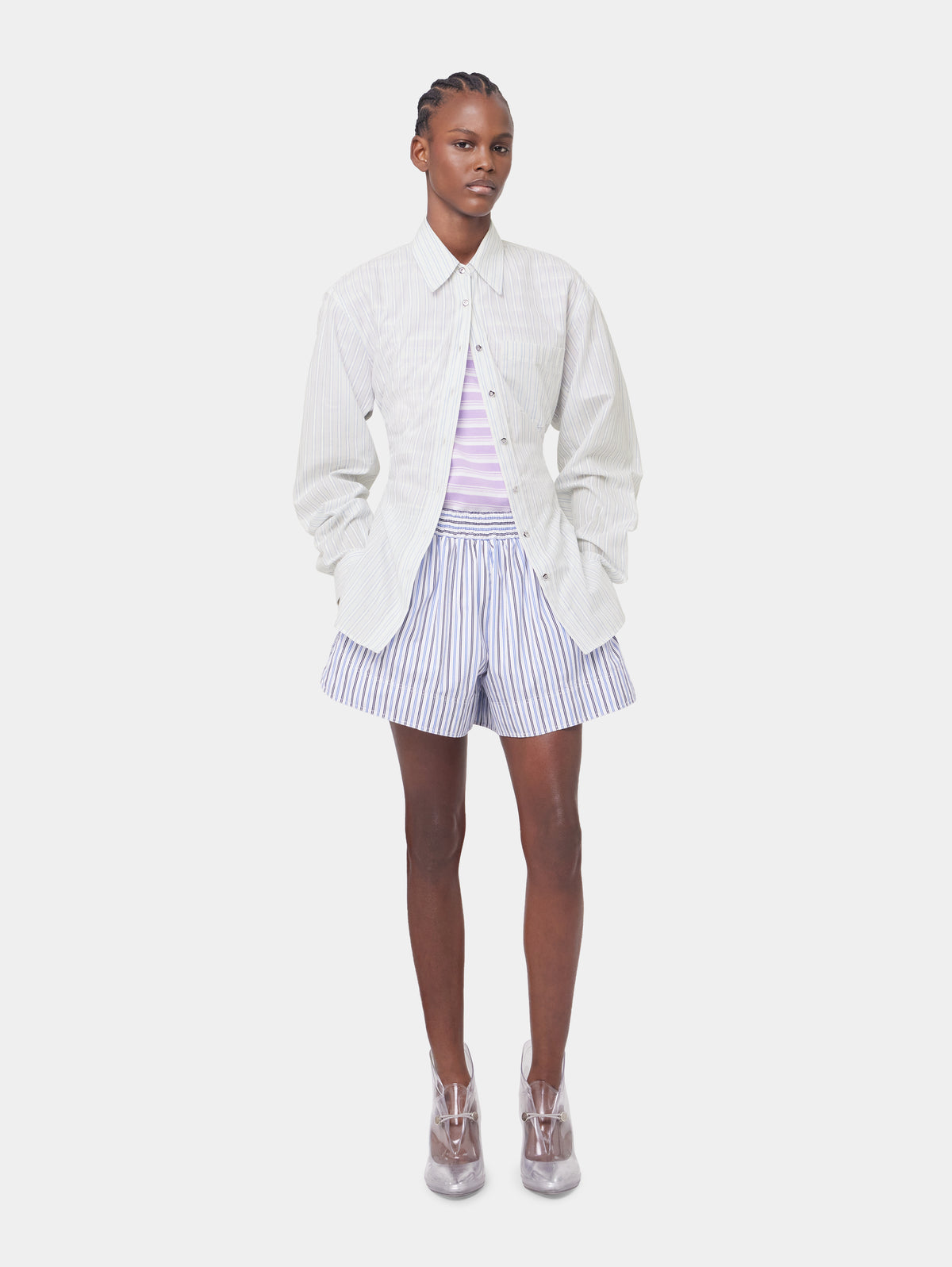 STRIPED SHORTS IN COTTON POPLIN position 2