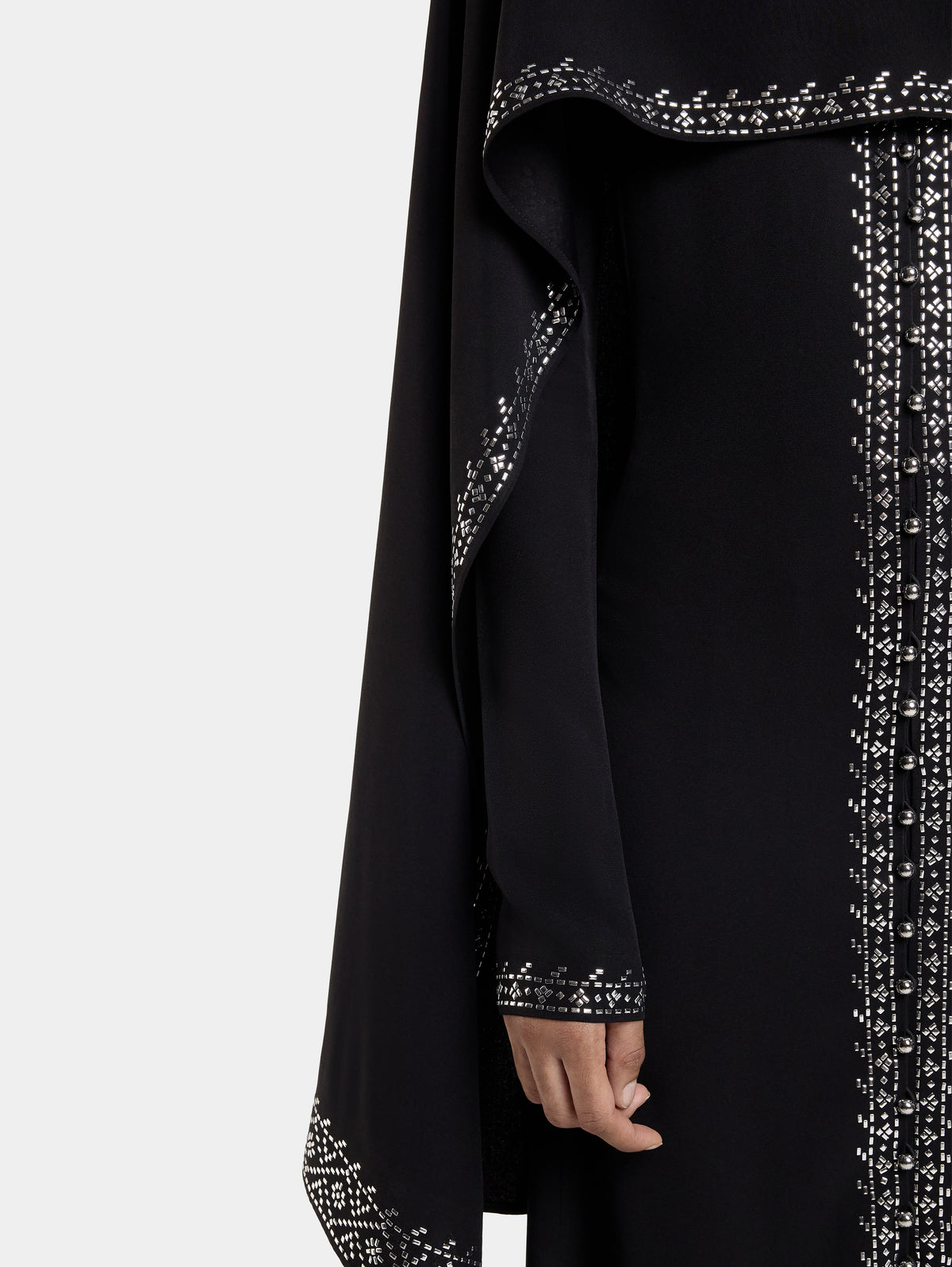 EMBELLISHED LONG DRESS IN SATIN CREPE