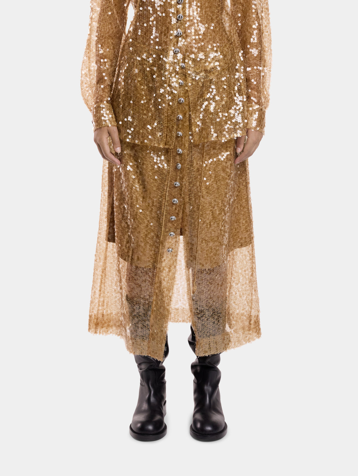 LONG SEQUIN-EMBROIDERED SKIRT - Image 3