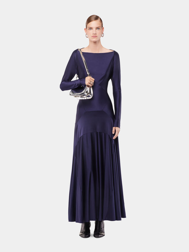 Long dress in jersey with godet details - Image 2