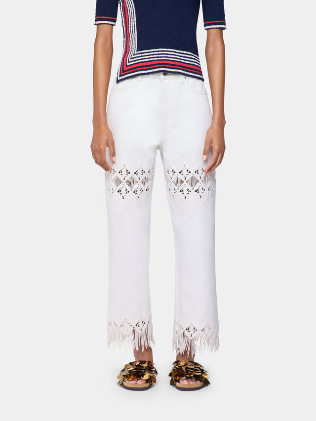 Trousers in denim with embroidery details - Image 3