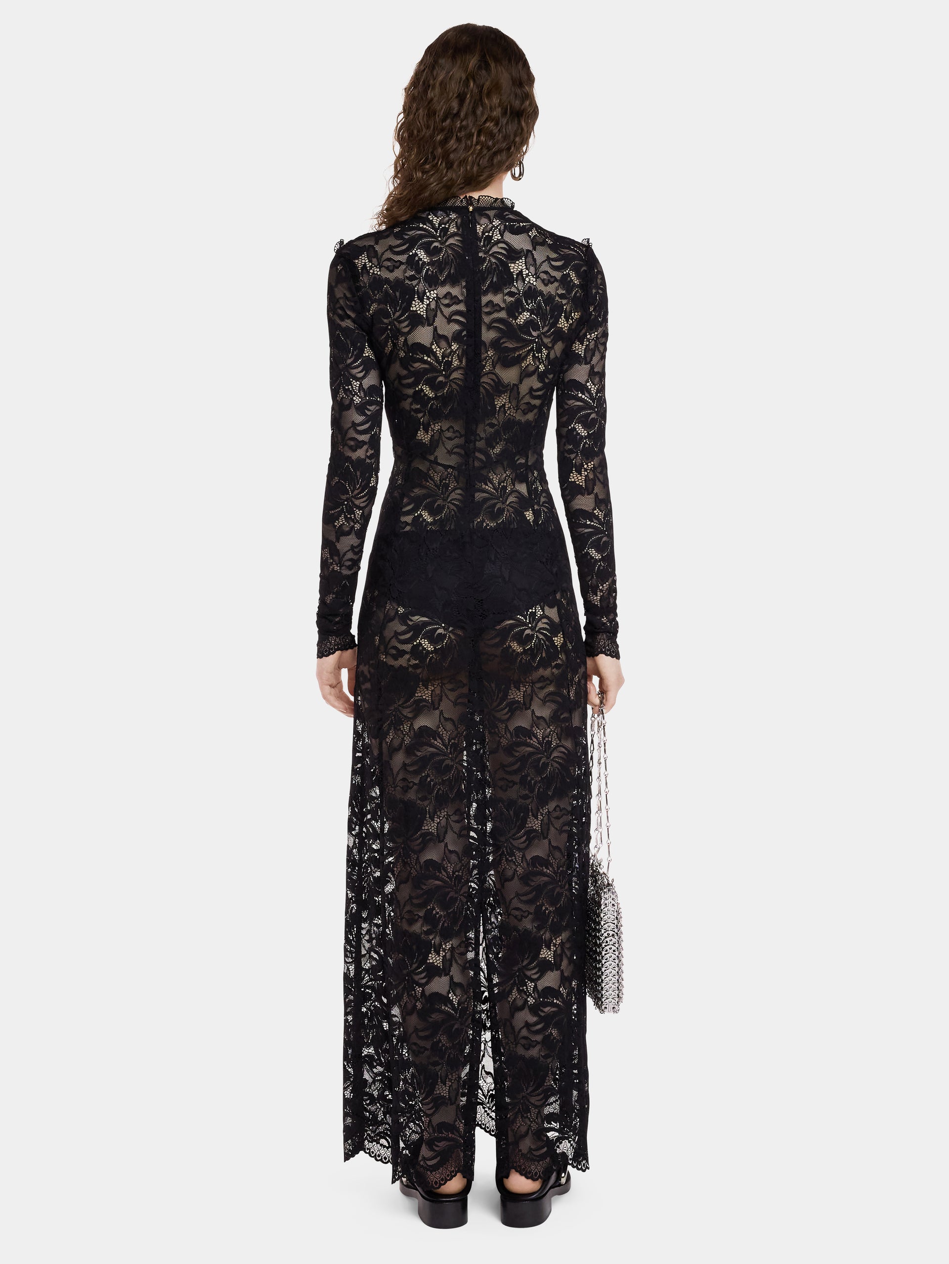 Black long dress in lace