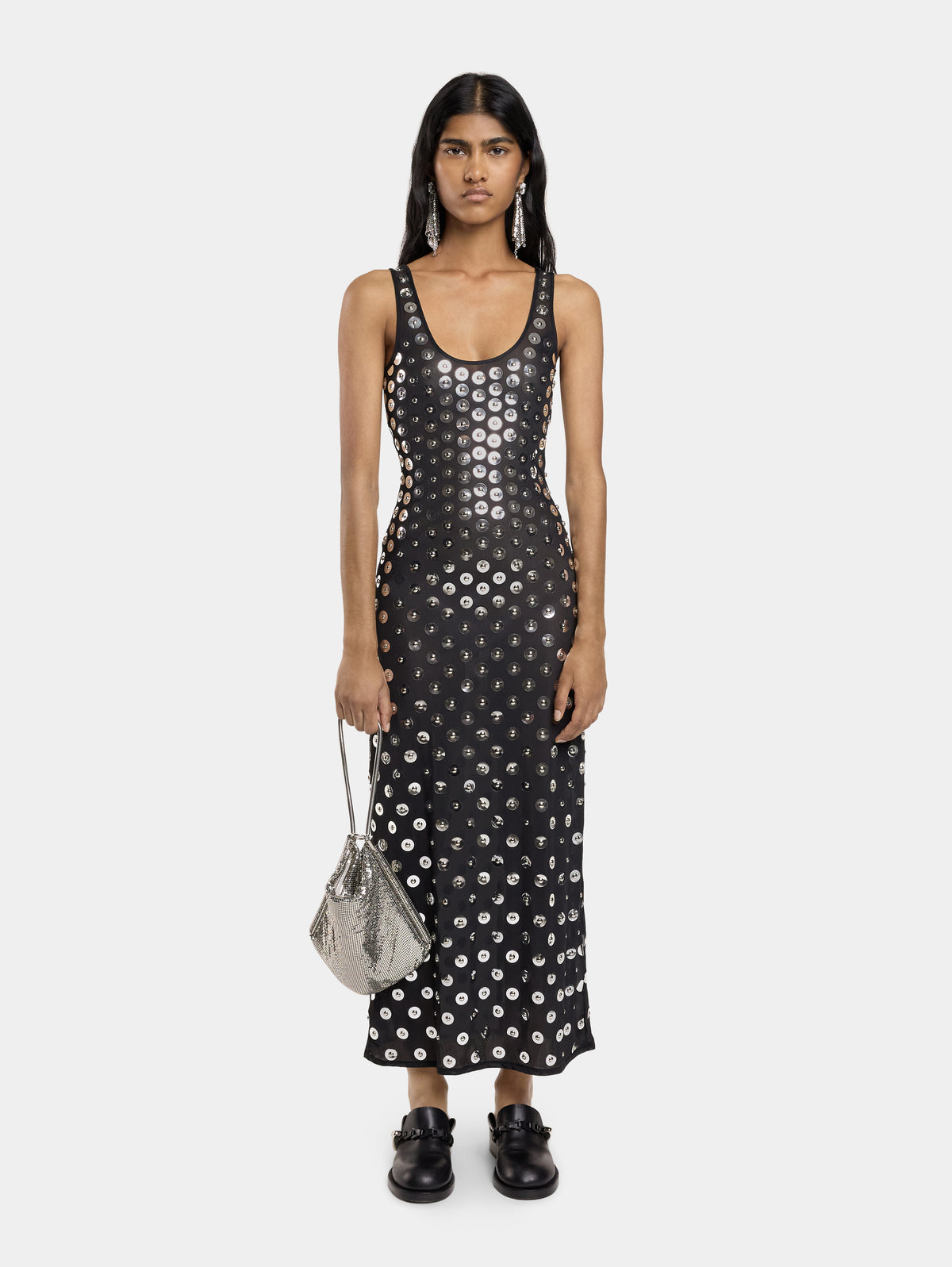 EMBROIDERED LONG DRESS IN SECOND SKIN JERSEY - Image 2