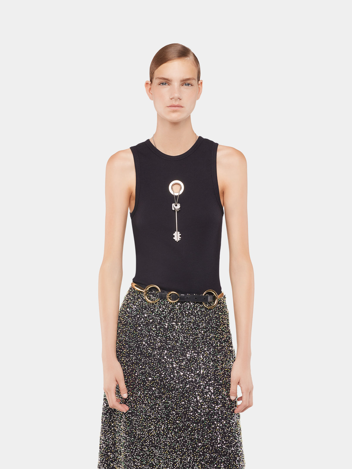 Tank top in cotton black position 5