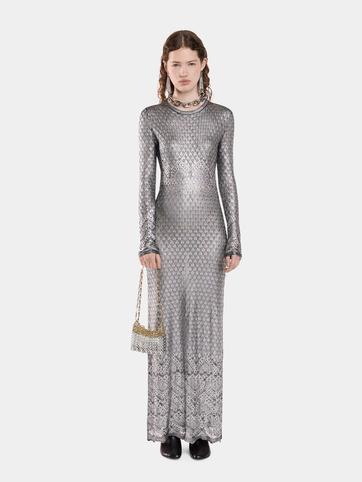 LONG LACE-LIKE KNIT DRESS - Image 2