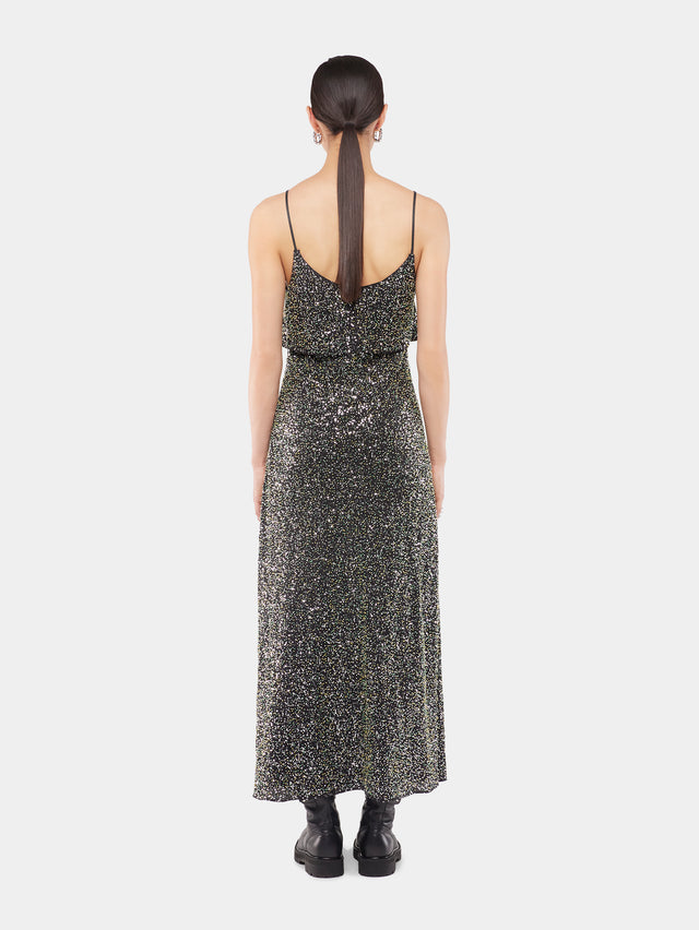 Midi dress in crepe with sequin embroidery details - Image 3