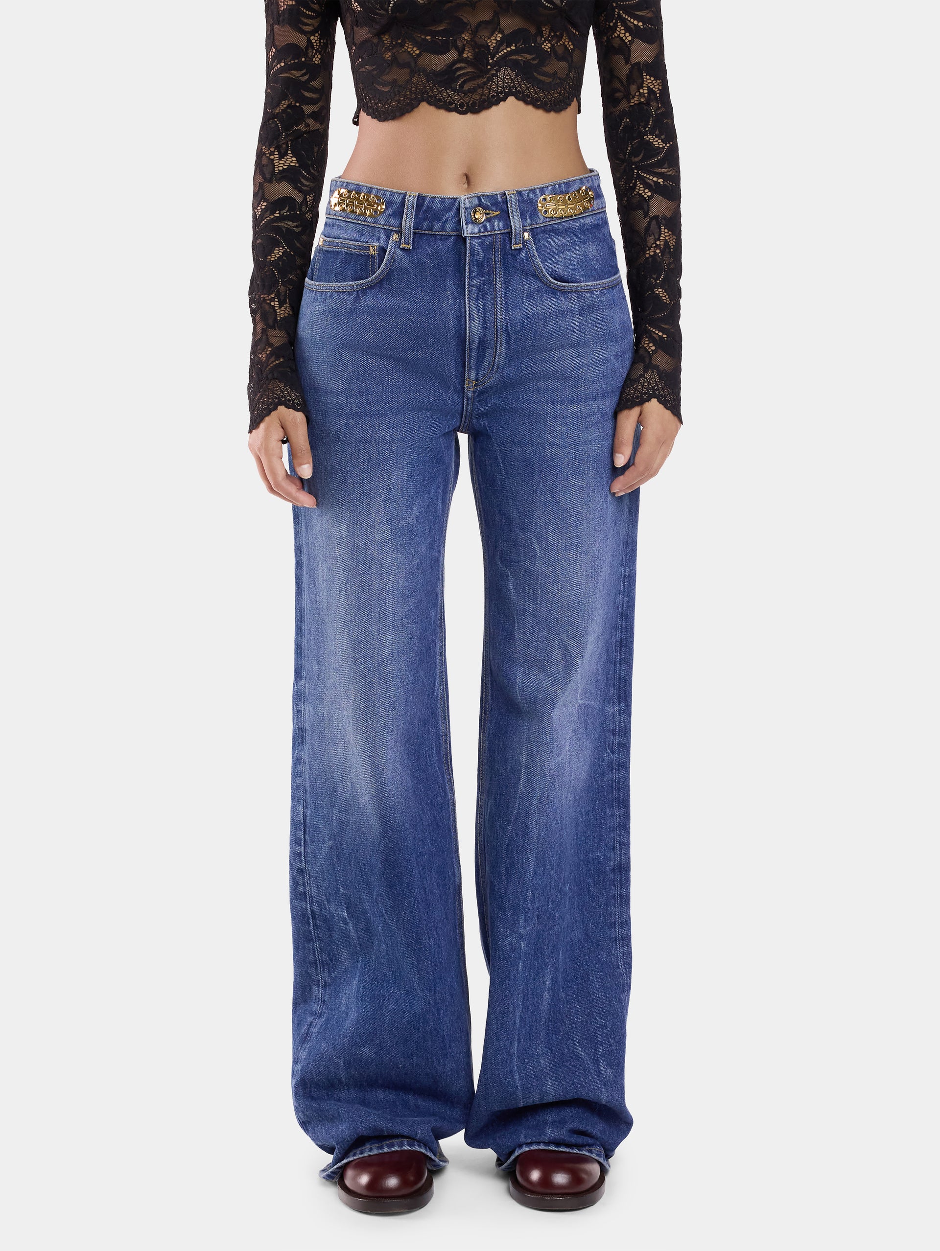 Baggy jeans in dark washed denim position 5