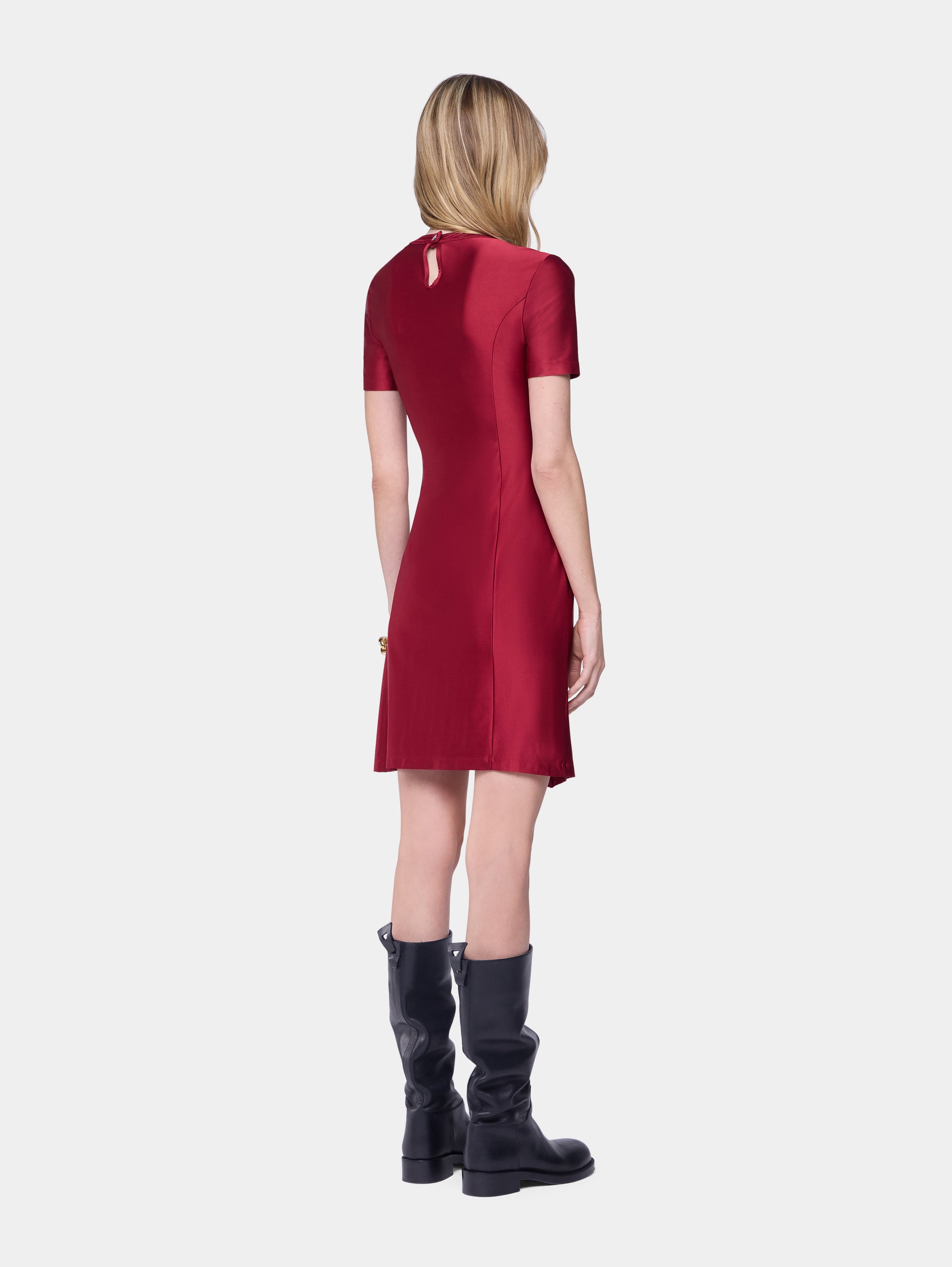 Draped mini dress in jersey red position 2