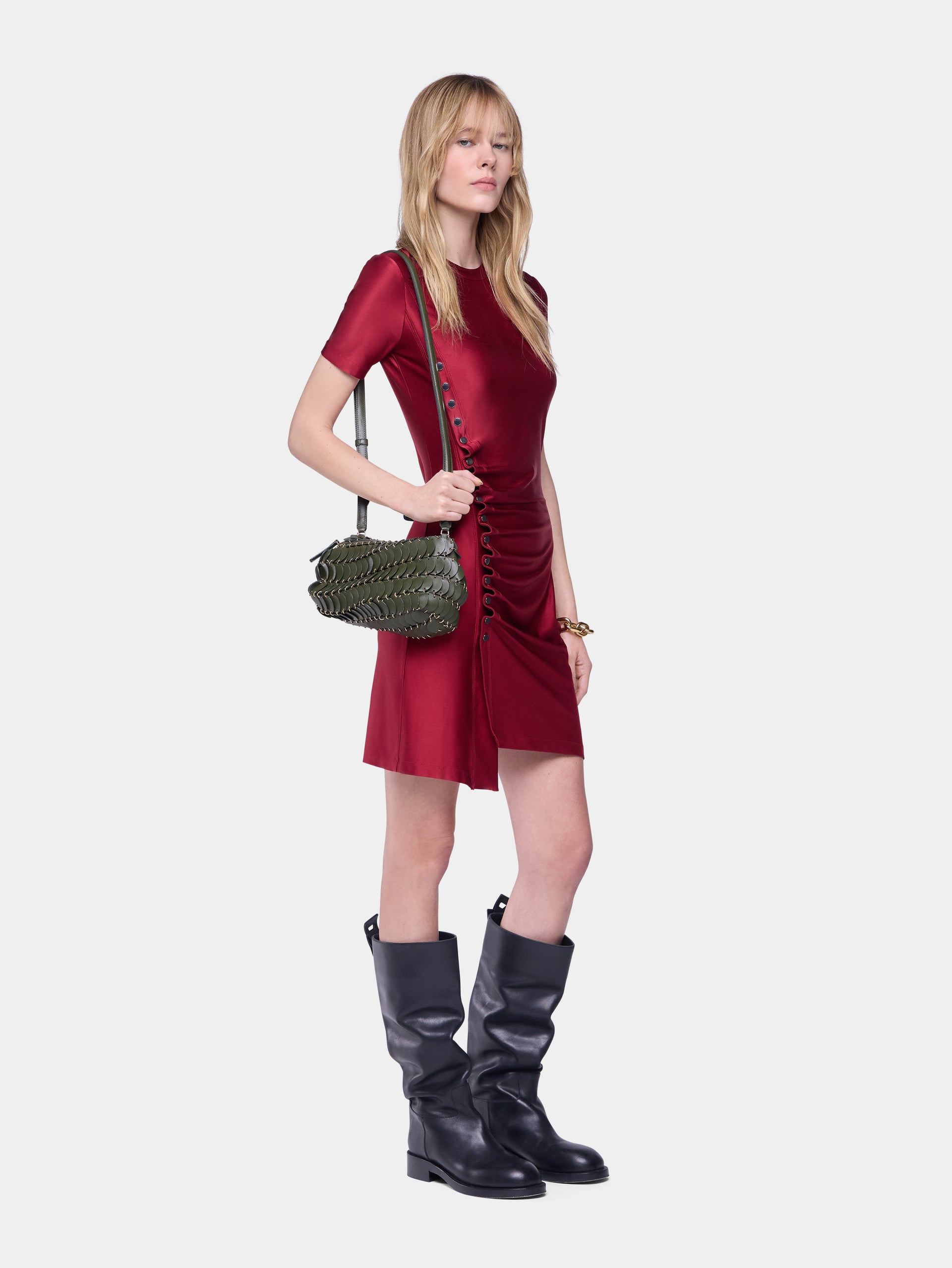 Draped mini dress in jersey red position 1