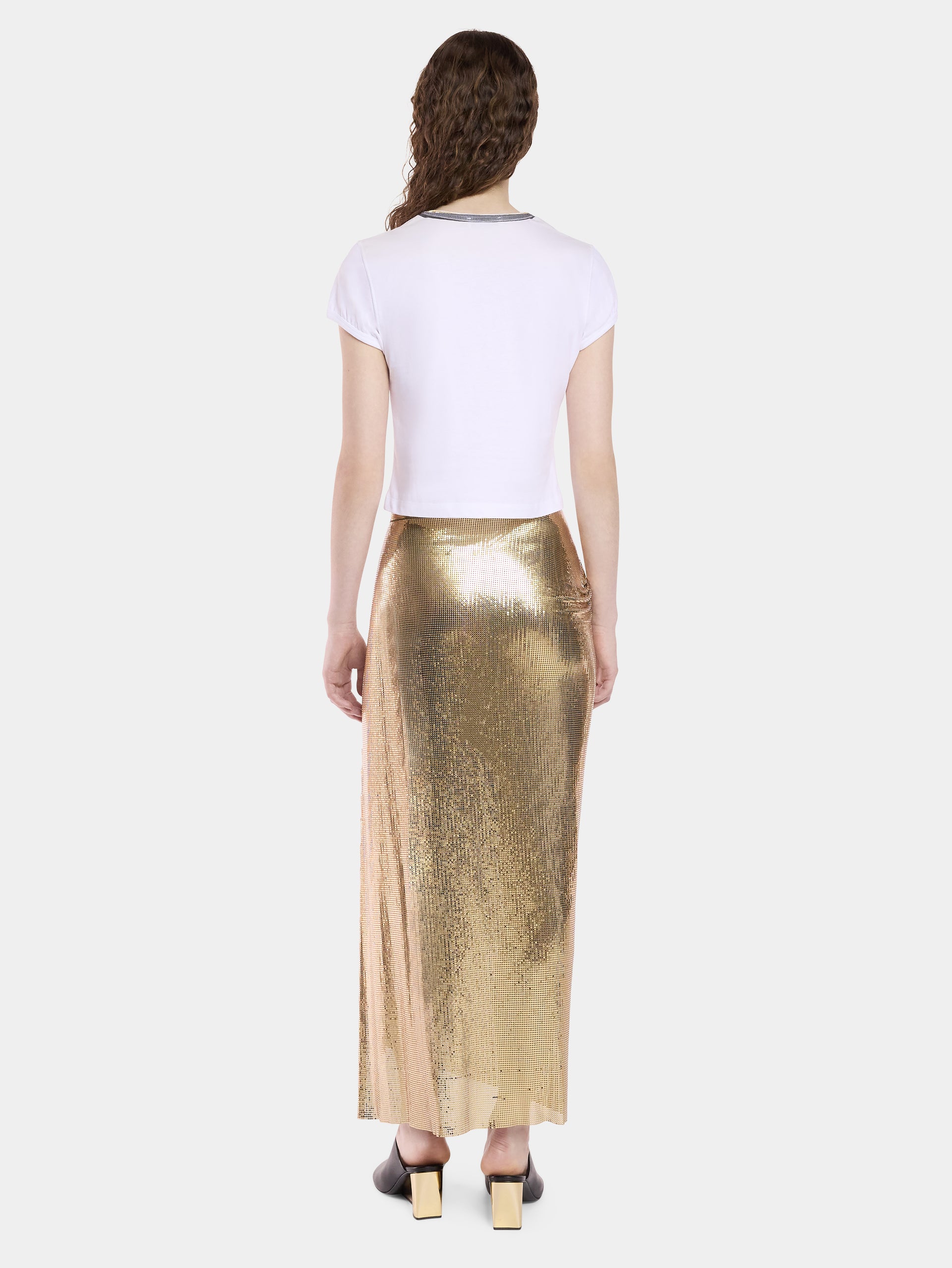 LONG GATHERED SKIRT IN MESH